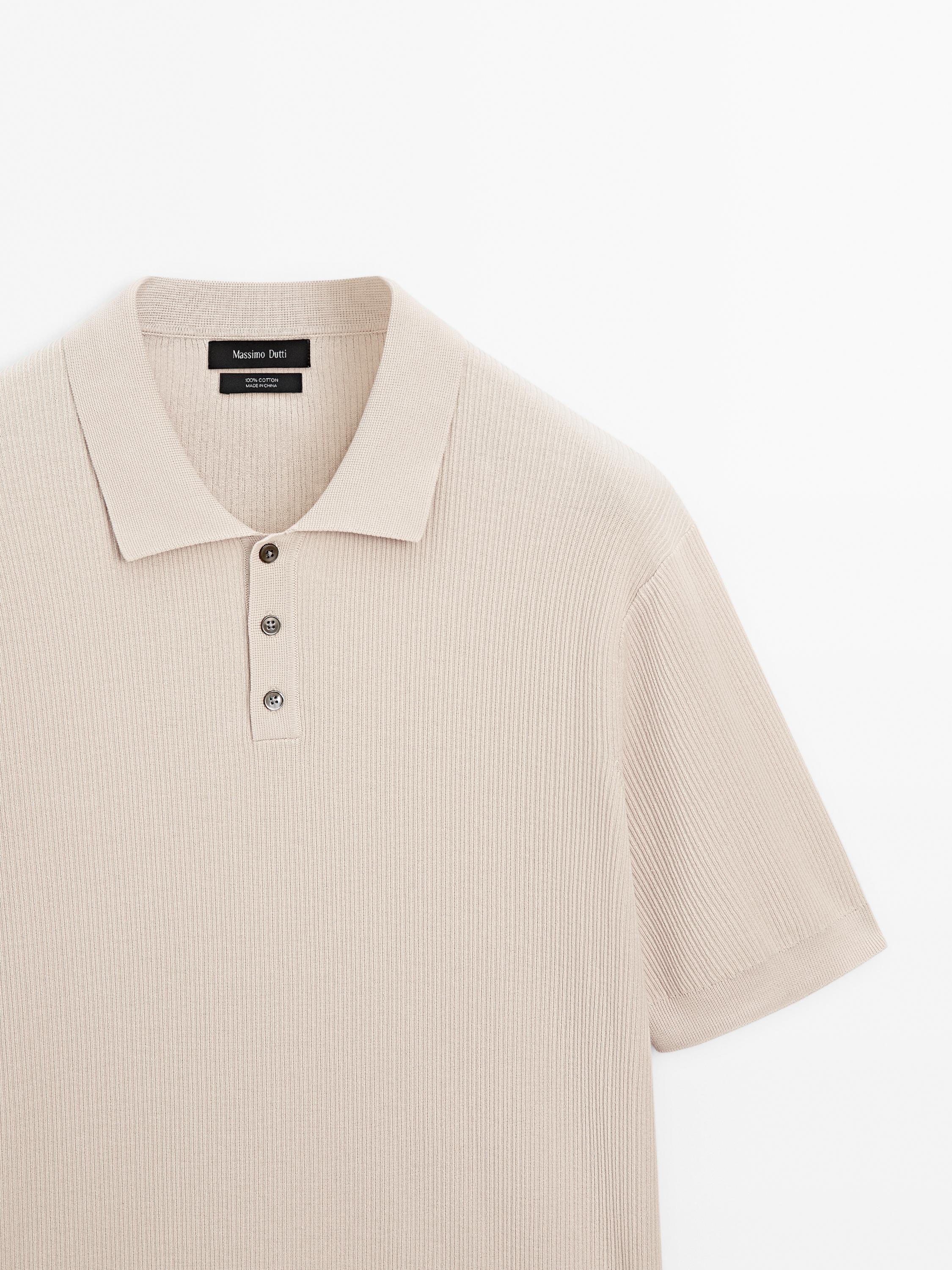 100% cotton ribbed knit polo shirt