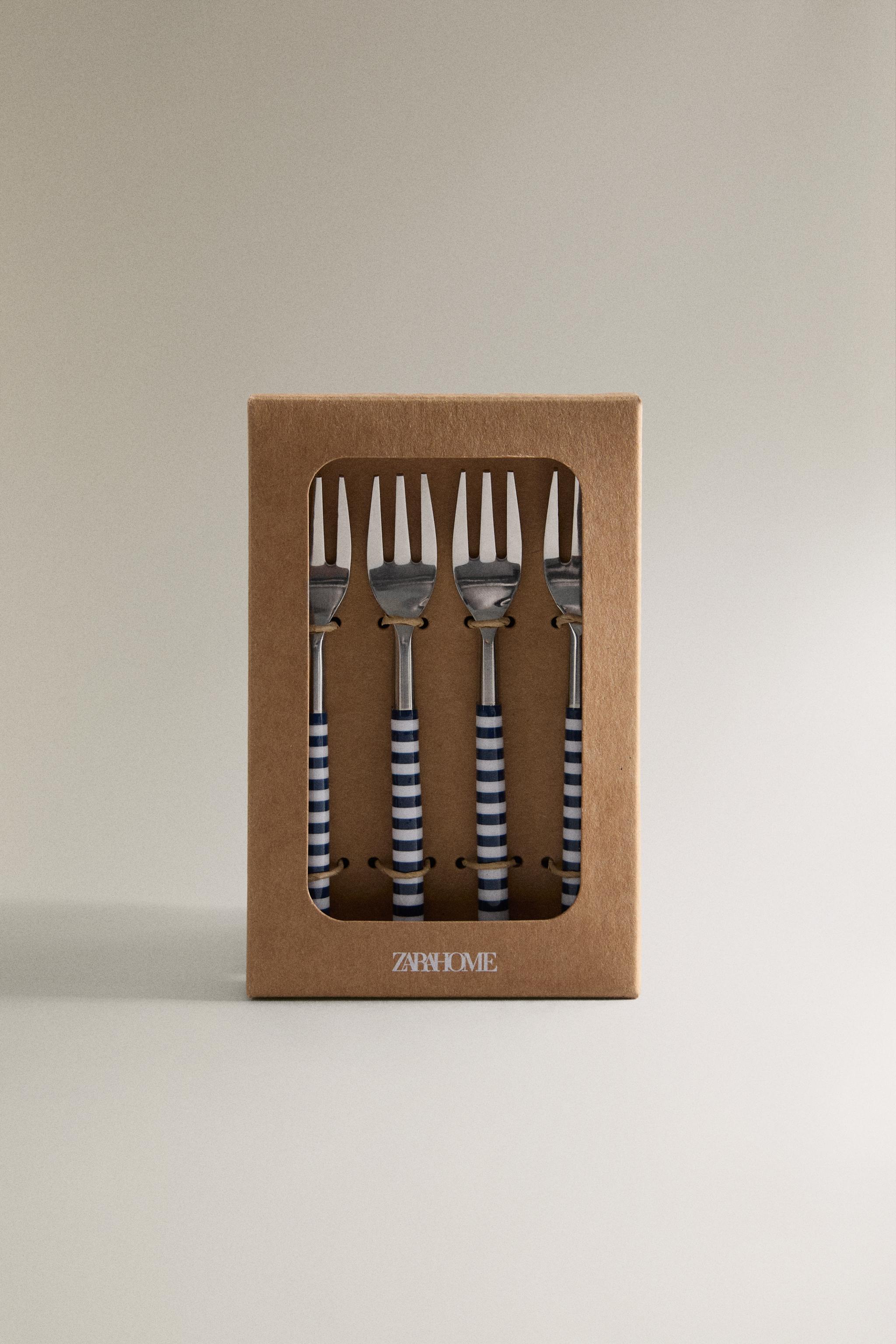 SET OF DESSERT FORKS WITH STRIPED HANDLES (SET OF 4)