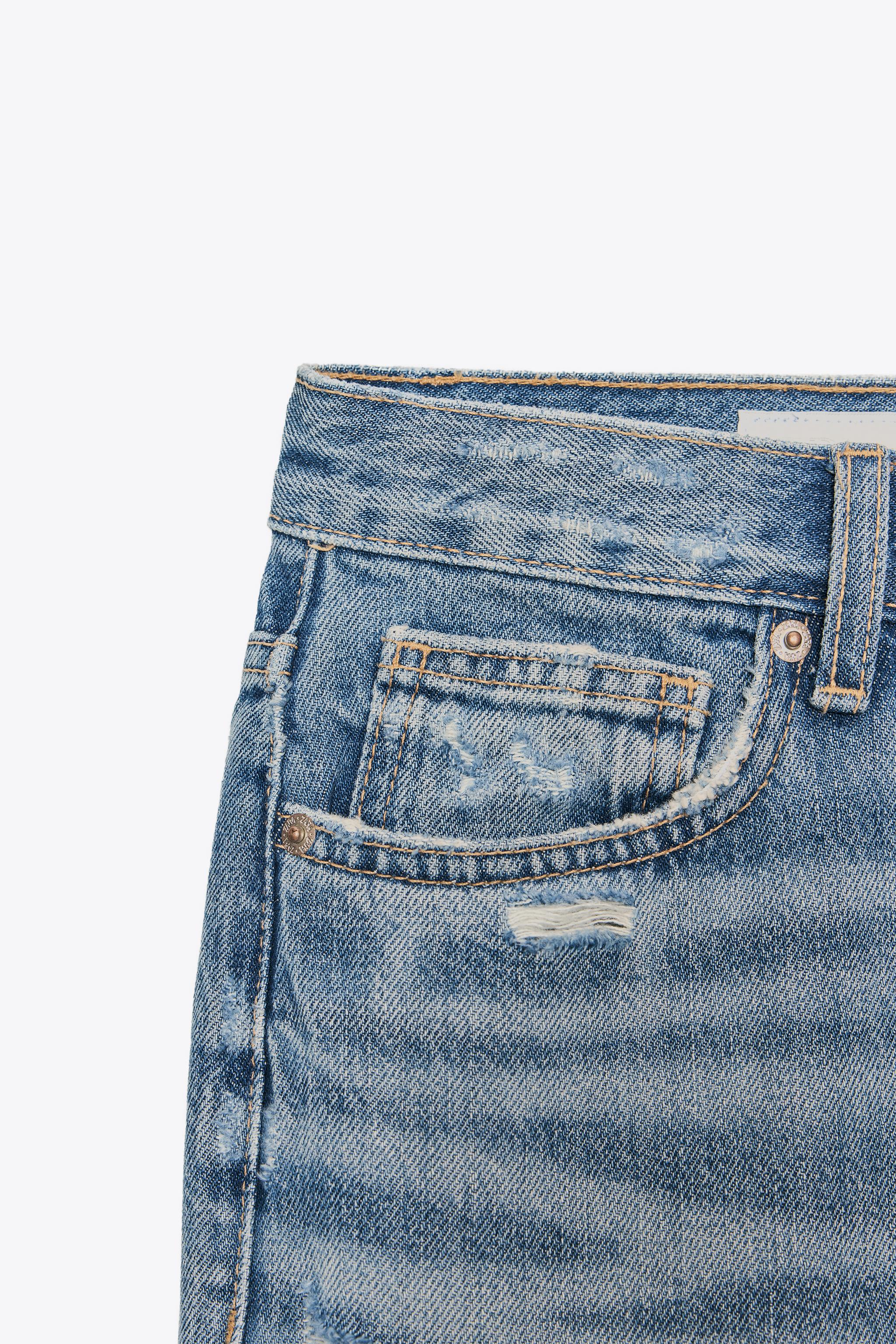 TRF MID-RISE RIPPED STRAIGHT JEANS