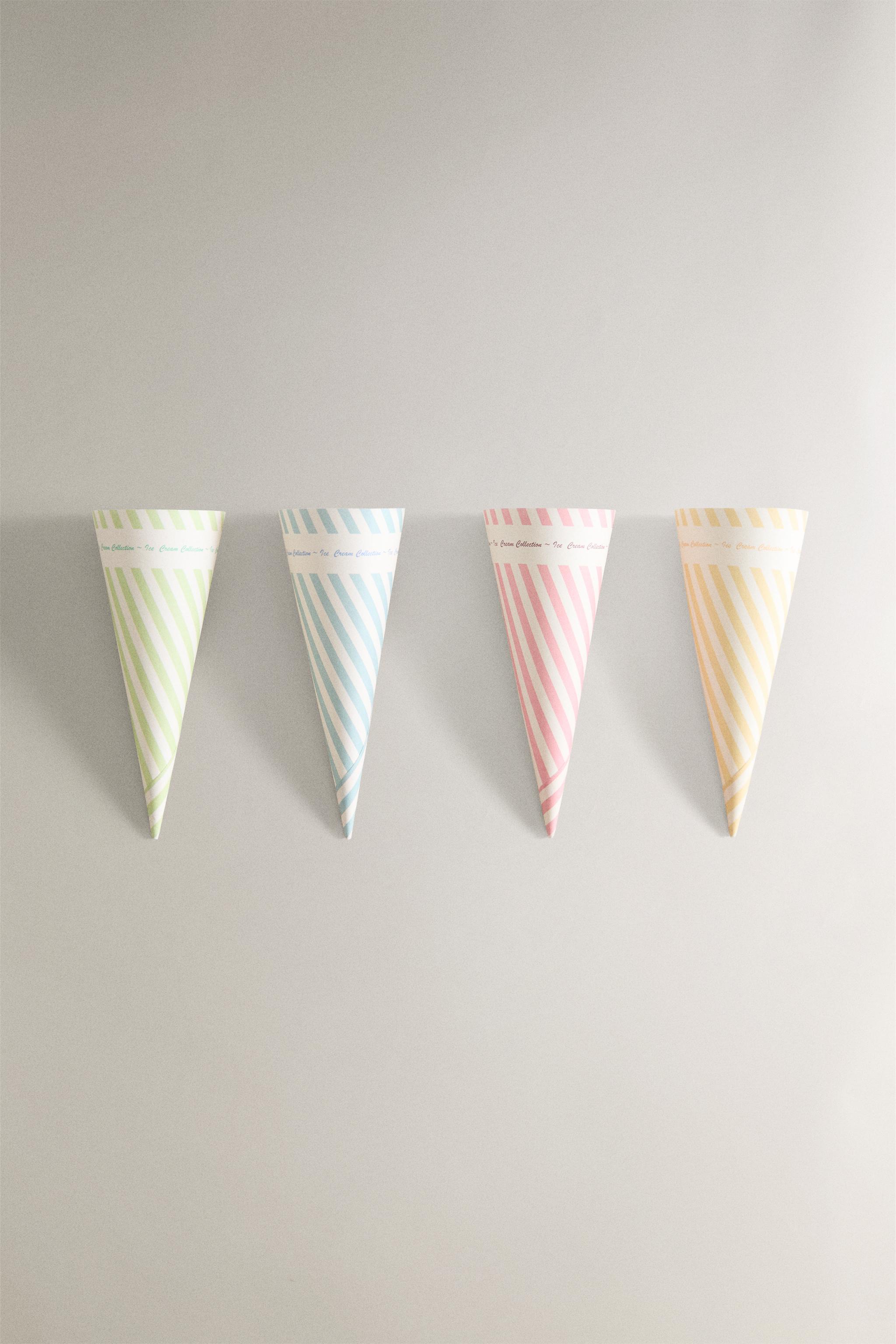 SET OF STRIPED ICE CREAM CONES (SET OF 16)