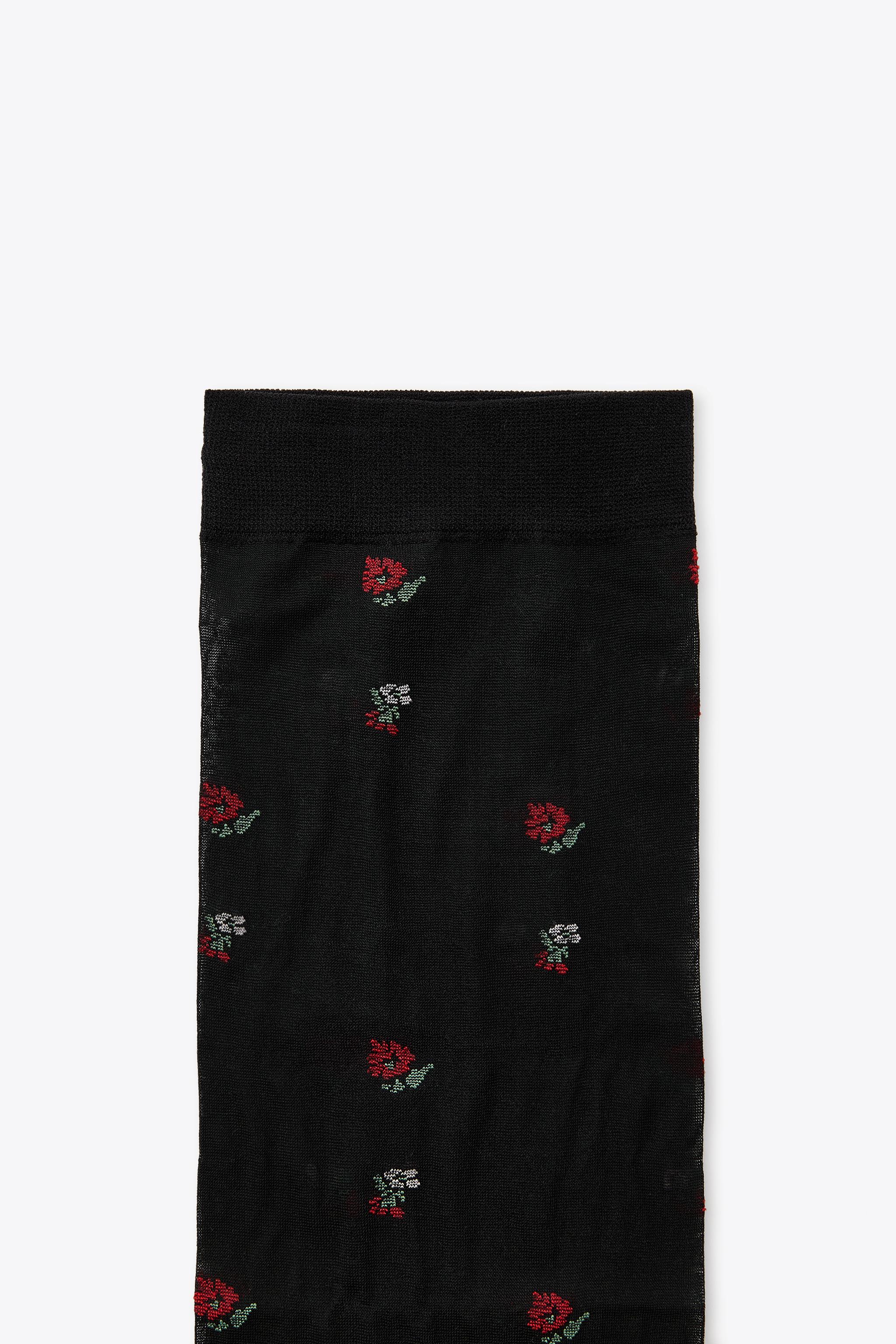 FLOWER PRINT OVER-THE-CALF SOCKS