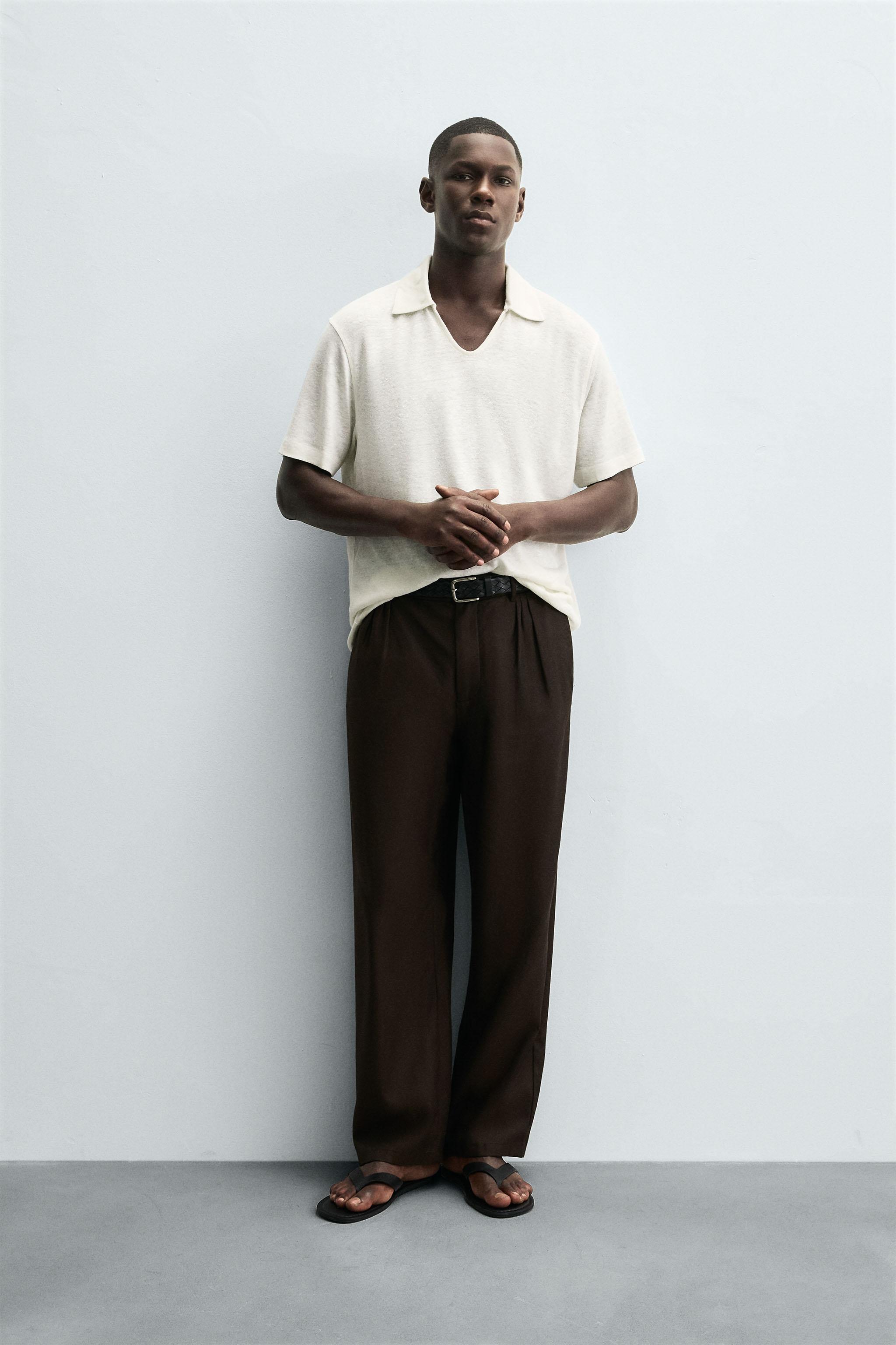 HEMP VISCOSE BLEND KNIT POLO SHIRT