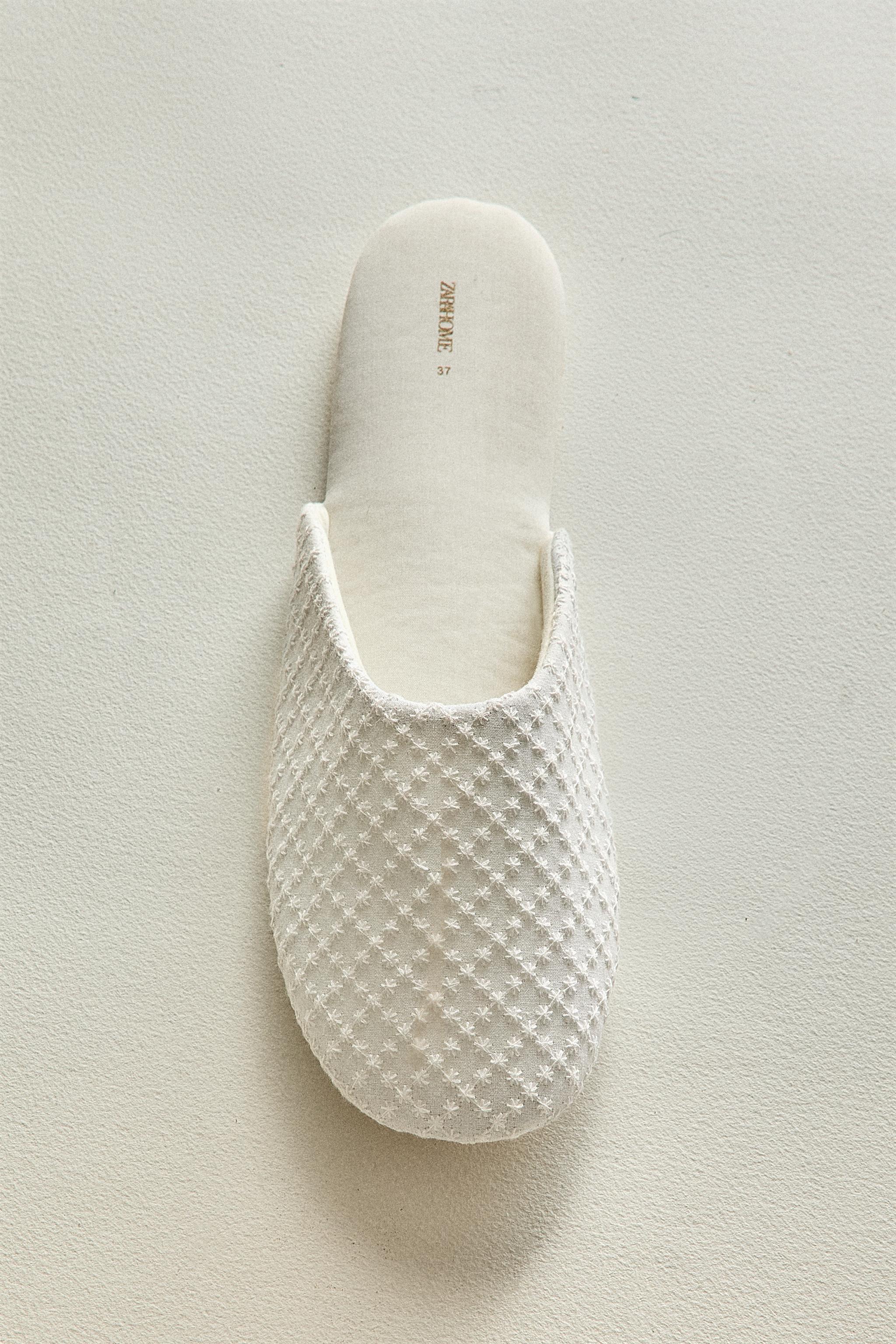 PLUMETIS FABRIC SLIPPERS WITH SATEEN DETAIL