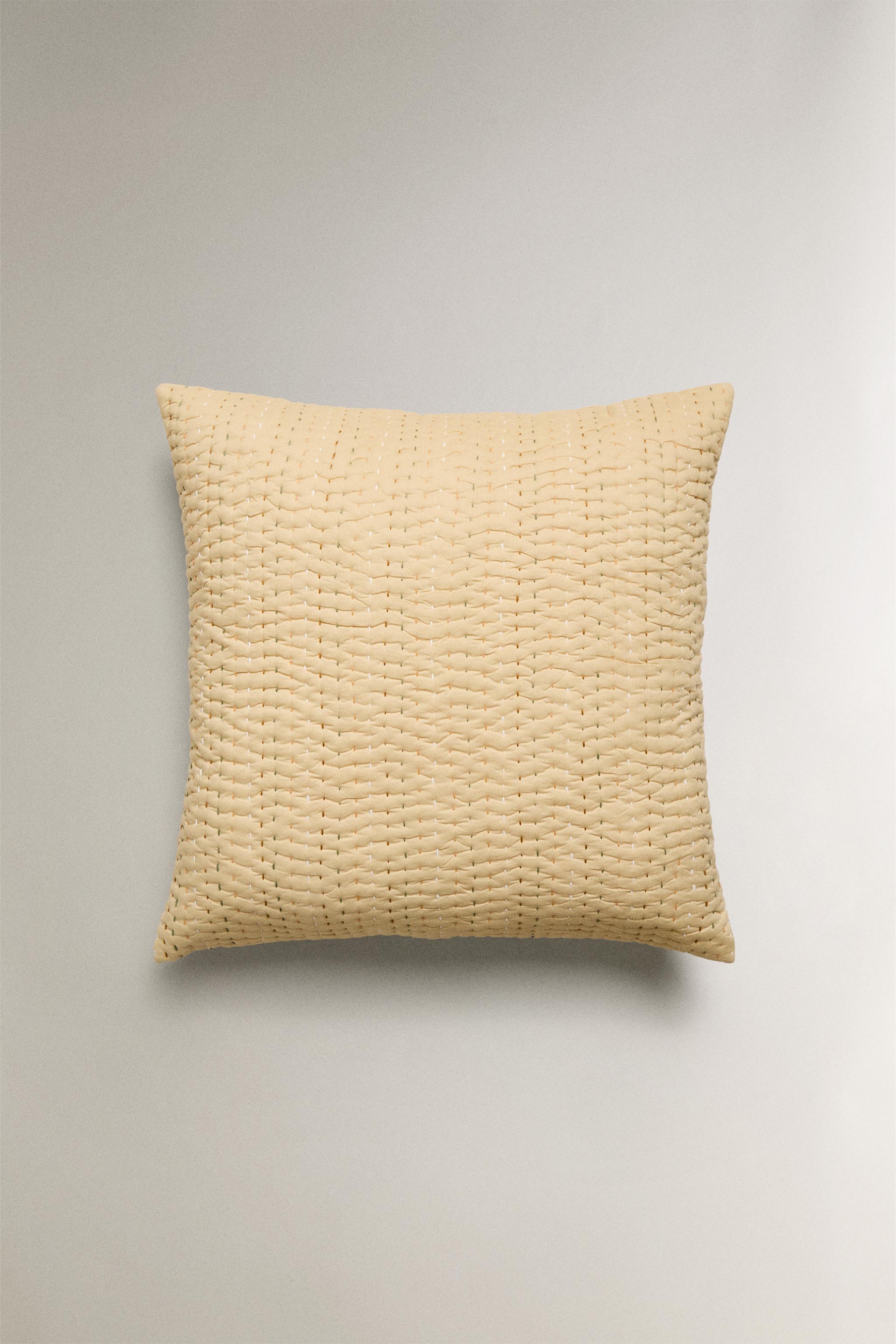 BACKSTITCHED THROW PILLOW COVER