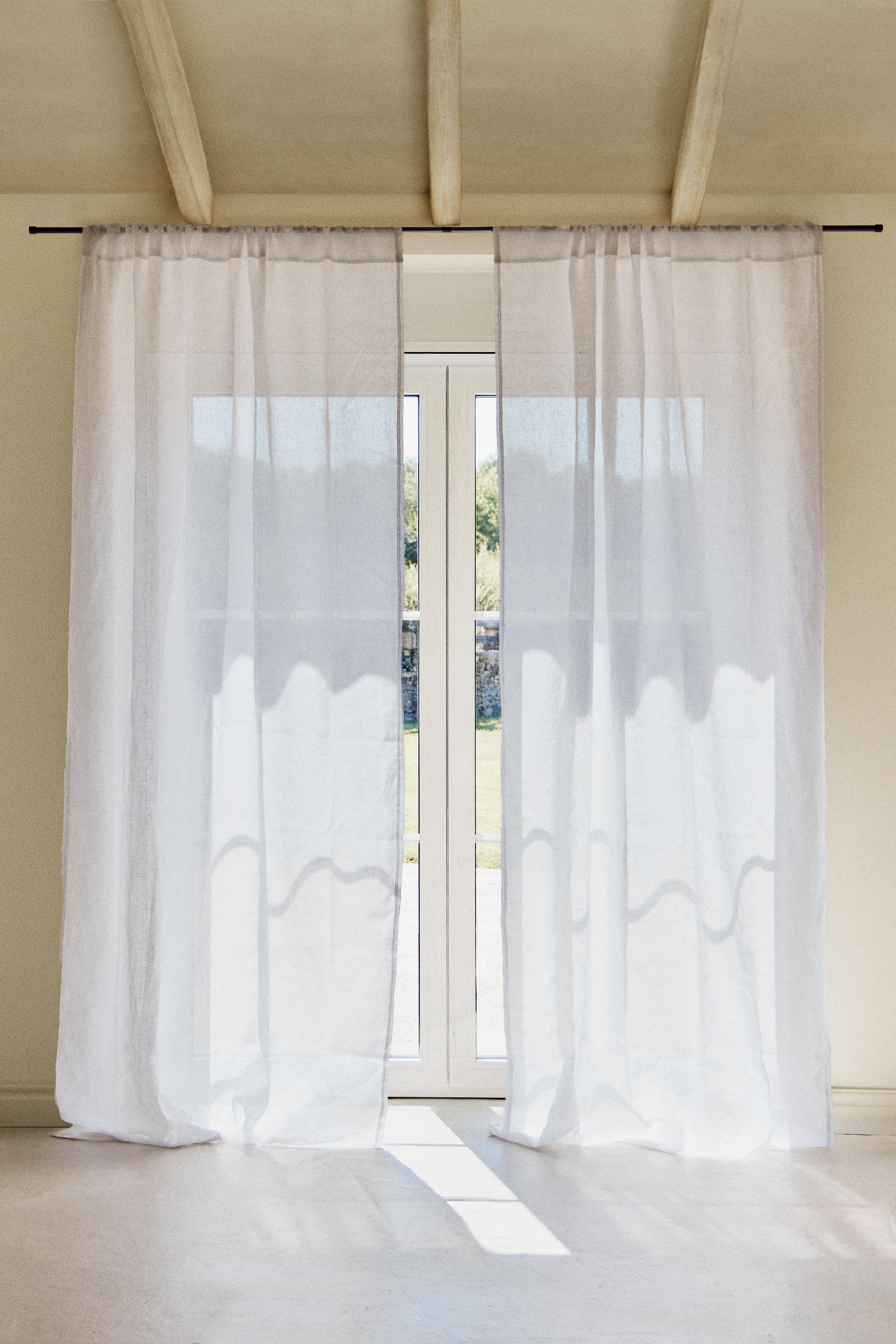 MEDIUM OPACITY DOUBLE-WIDE LINEN CURTAIN