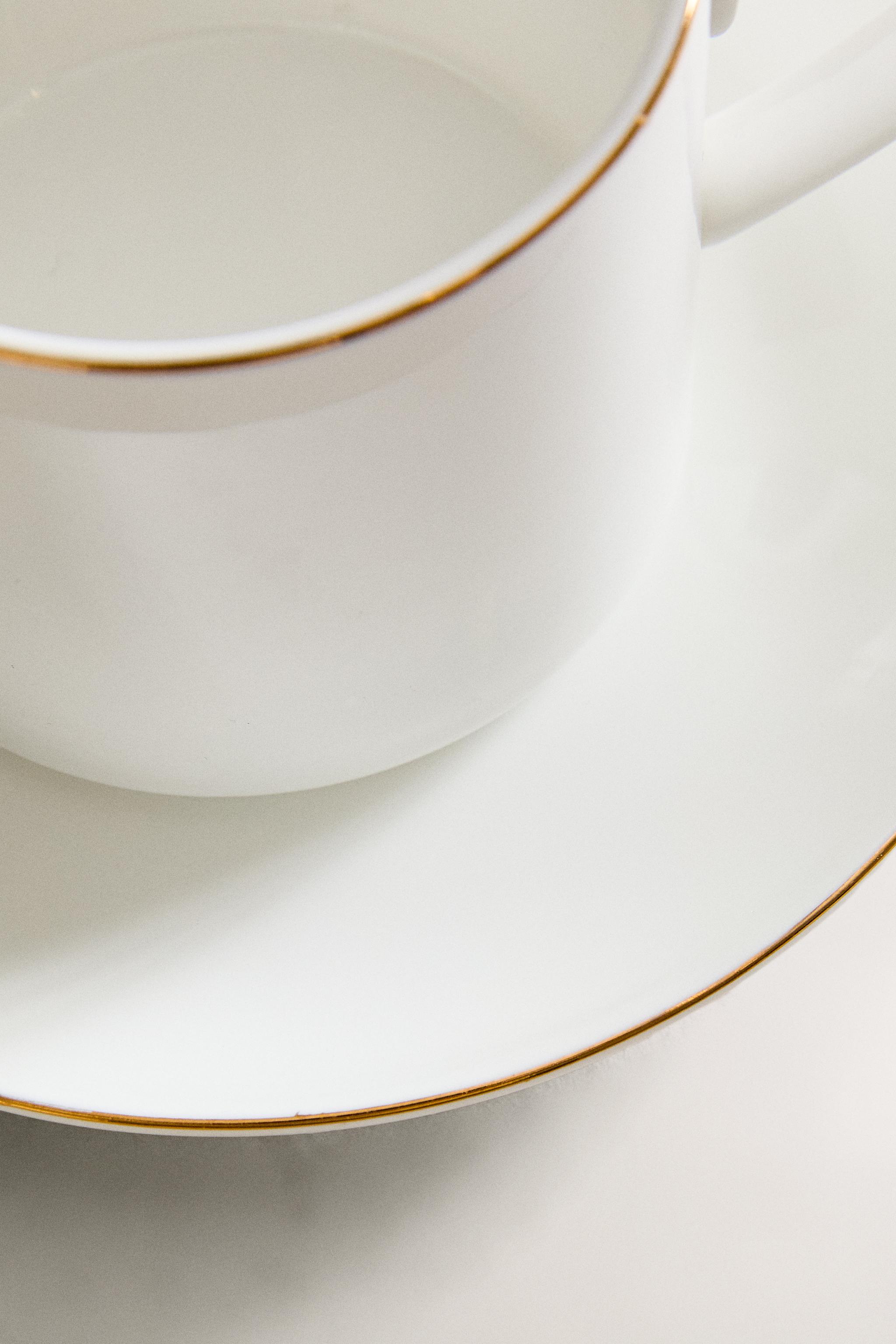 RIMMED BONE CHINA COFFEE CUP AND SAUCER