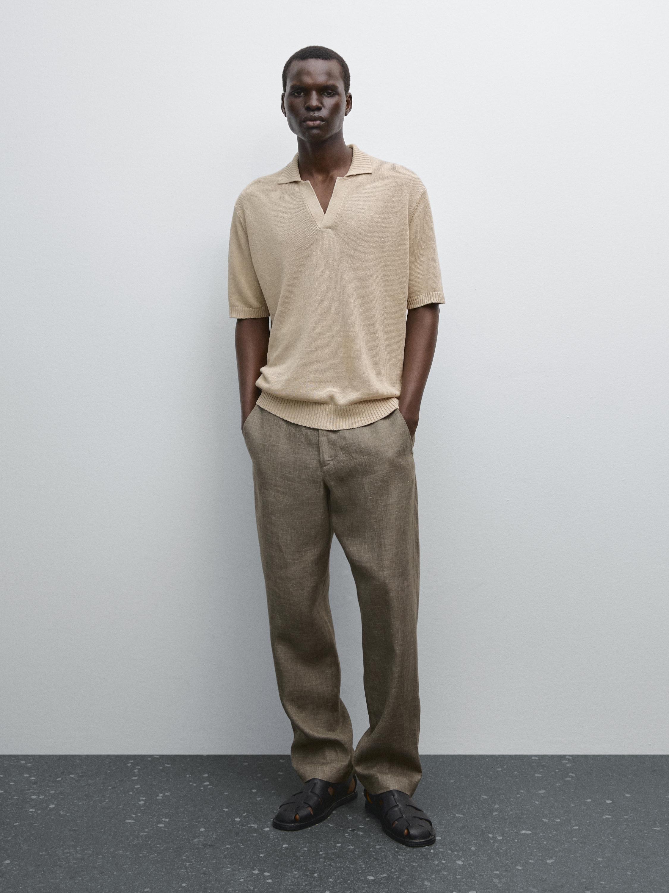 Knit V-neck polo shirt