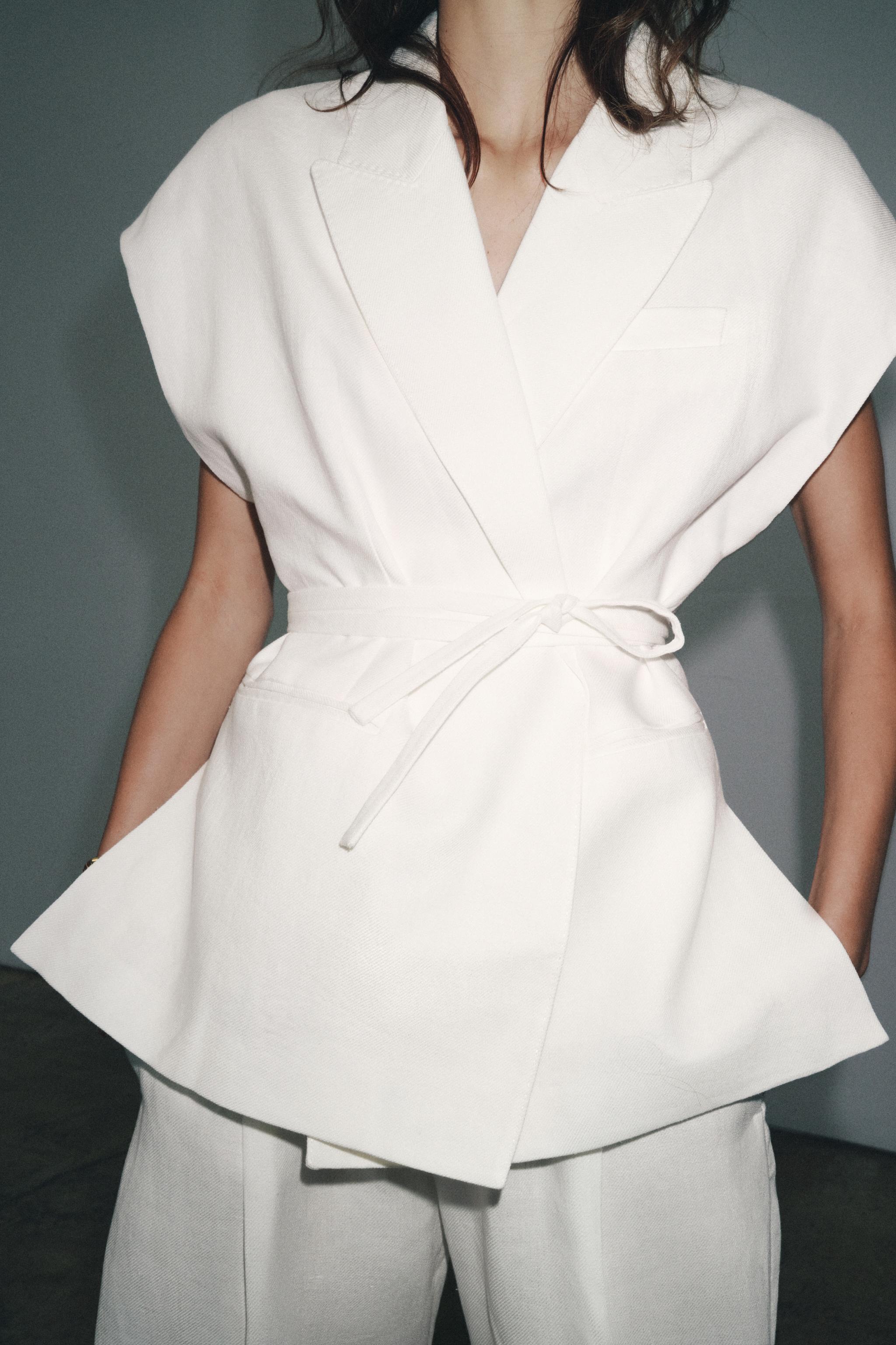 ZW COLLECTION DOUBLE BREASTED LINEN VEST