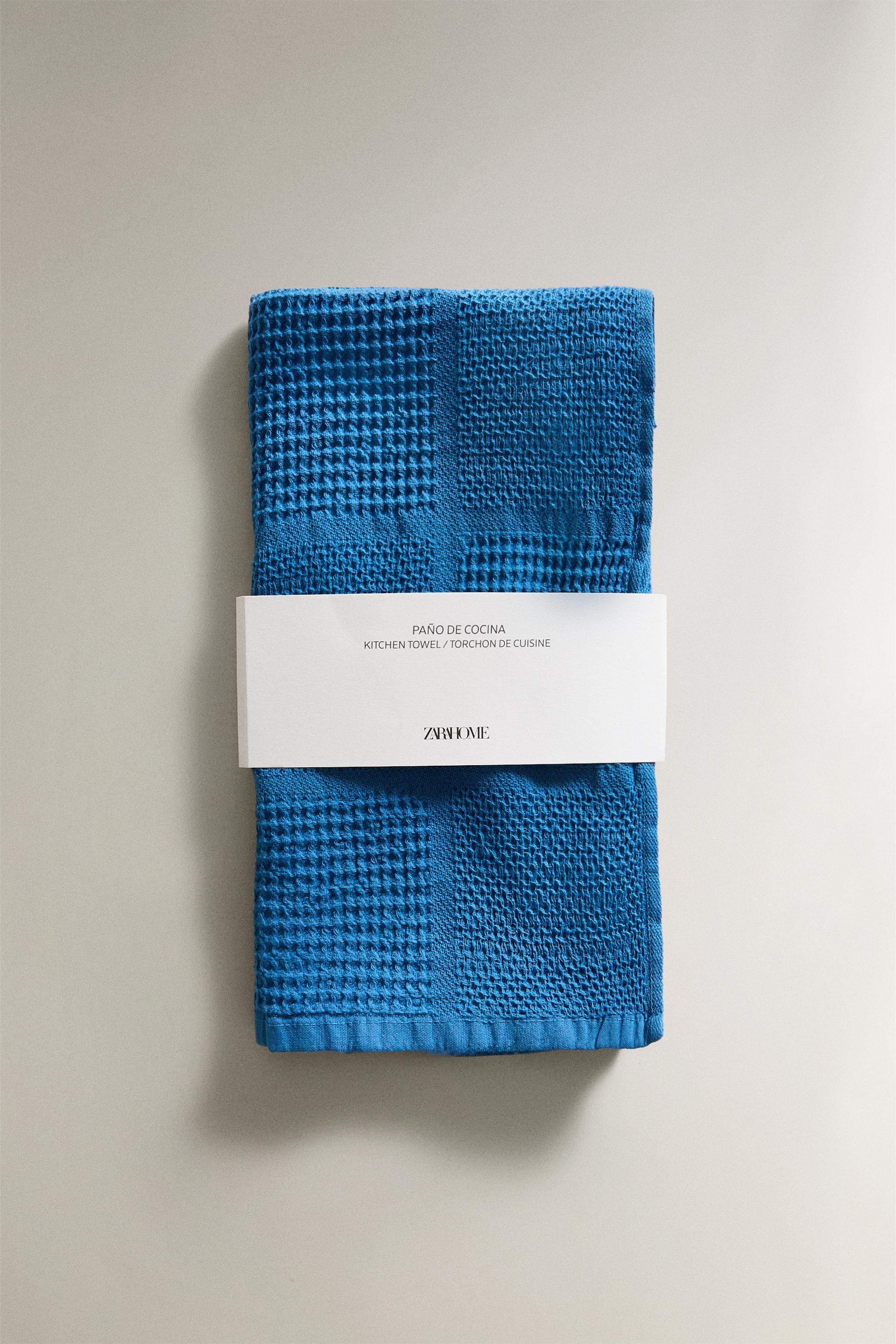 WAFFLE-KNIT COTTON KITCHEN TOWEL