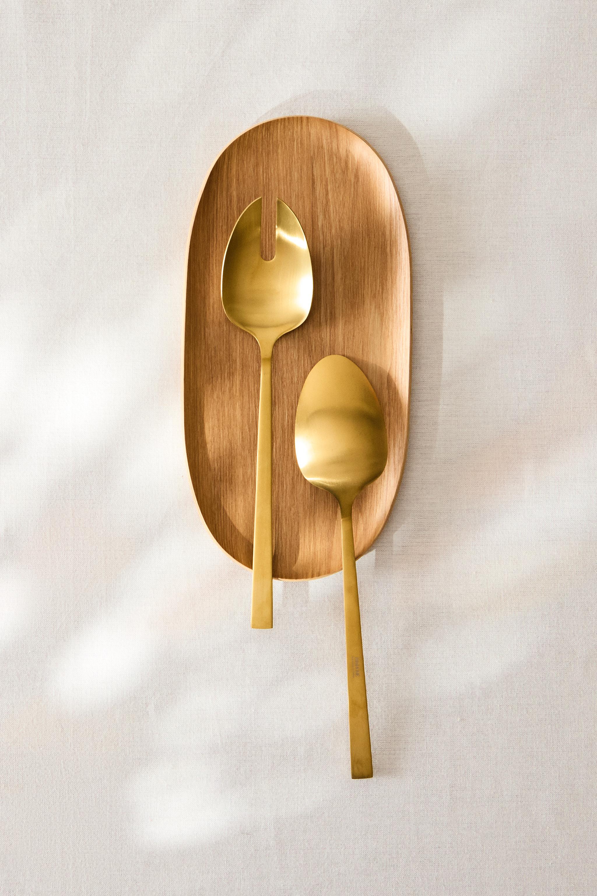 SET OF GOLD STEEL SALAD FLATWARE (SET OF 2)