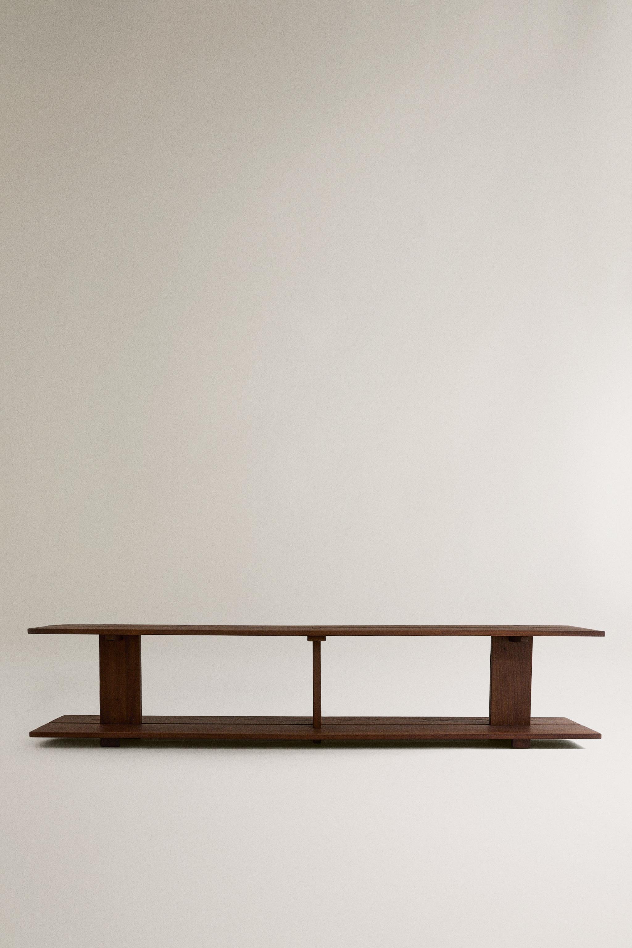 ELM WOOD SHELVING UNIT WITH TWO SHELVES