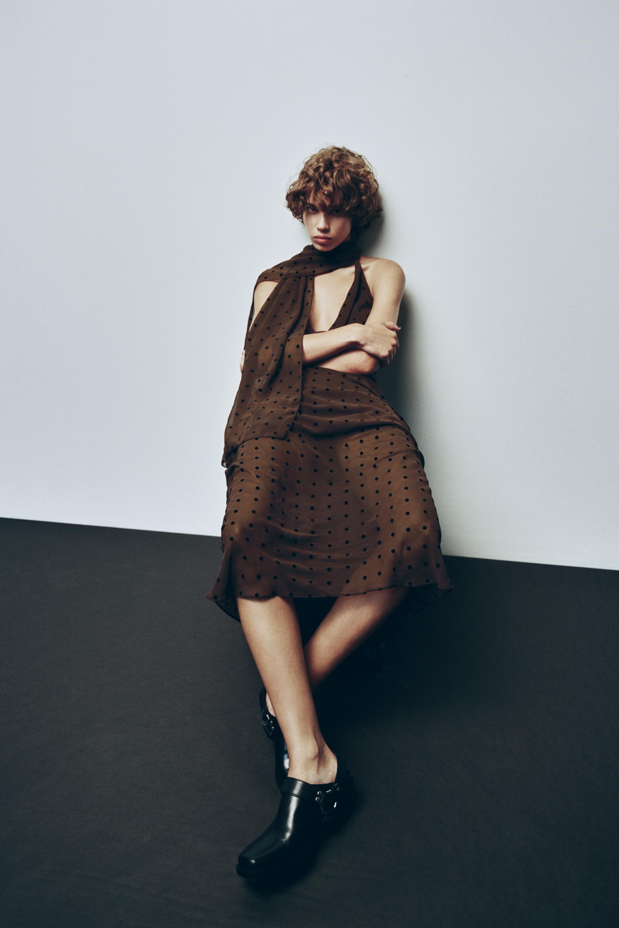 POLKA DOT SCARF MAXI DRESS