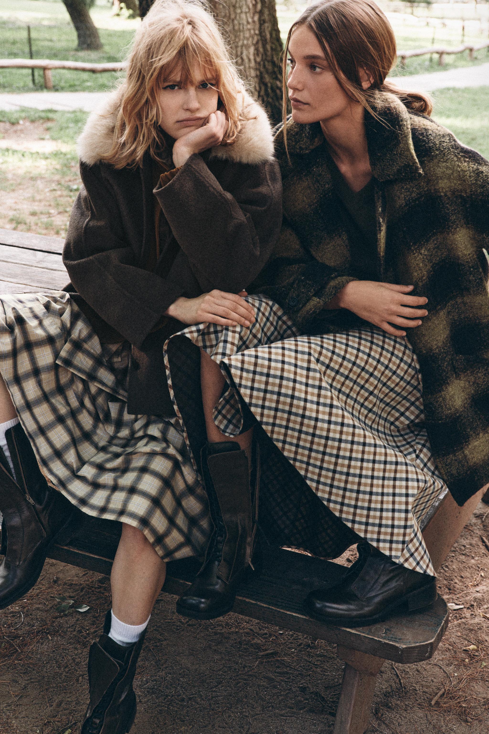 PLAID WOOL BLEND COAT ZW COLLECTION LIMITED EDITION