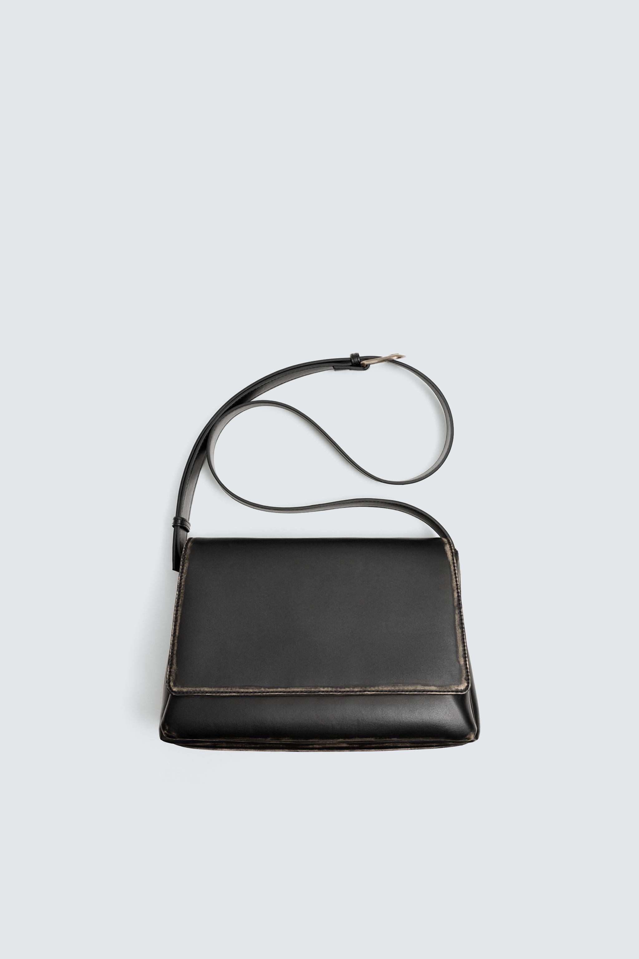 DISTRESSED EFFECT FLAP CROSSBODY BAG
