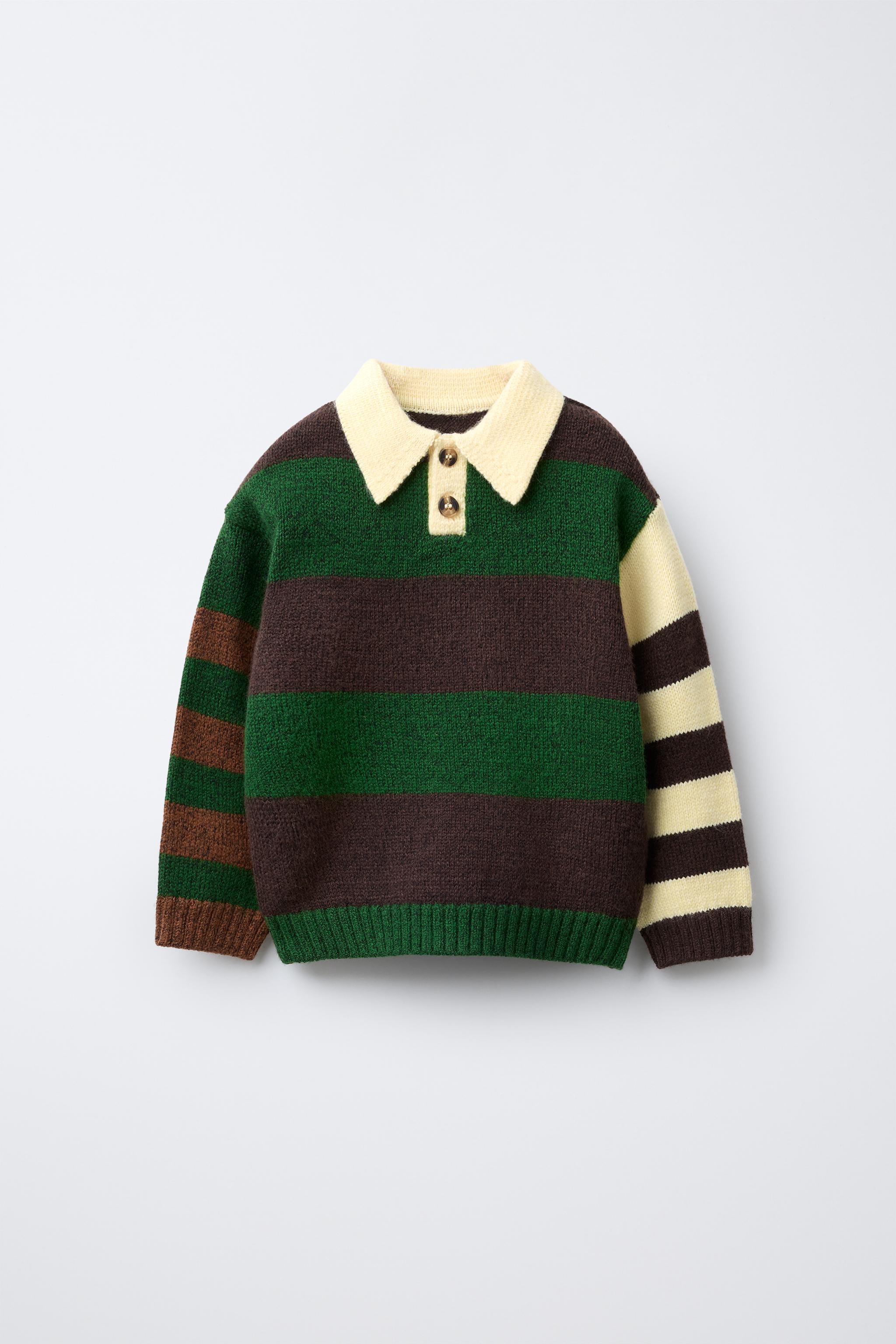 STRIPED KNIT POLO SHIRT