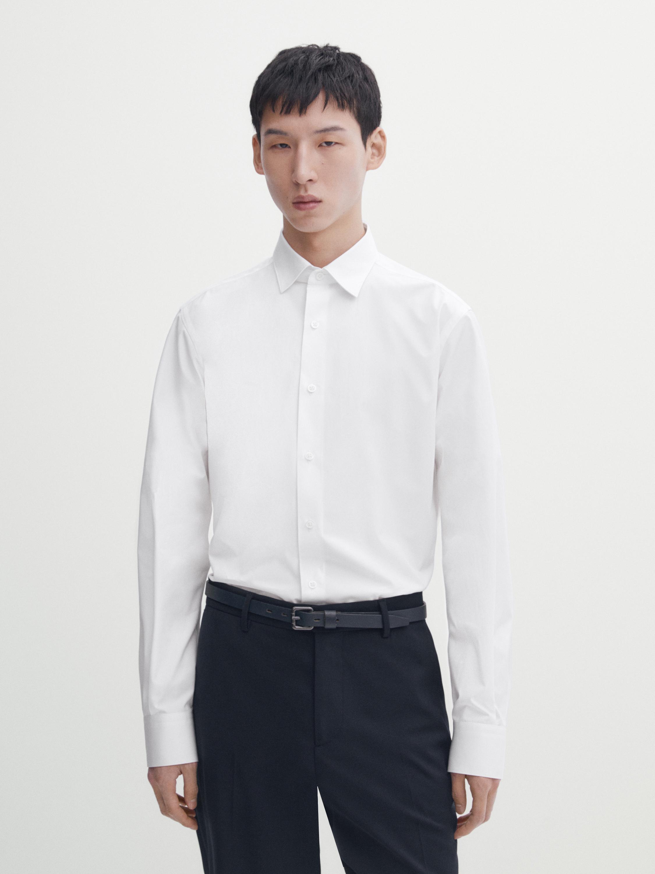 Slim fit 100% cotton poplin shirt