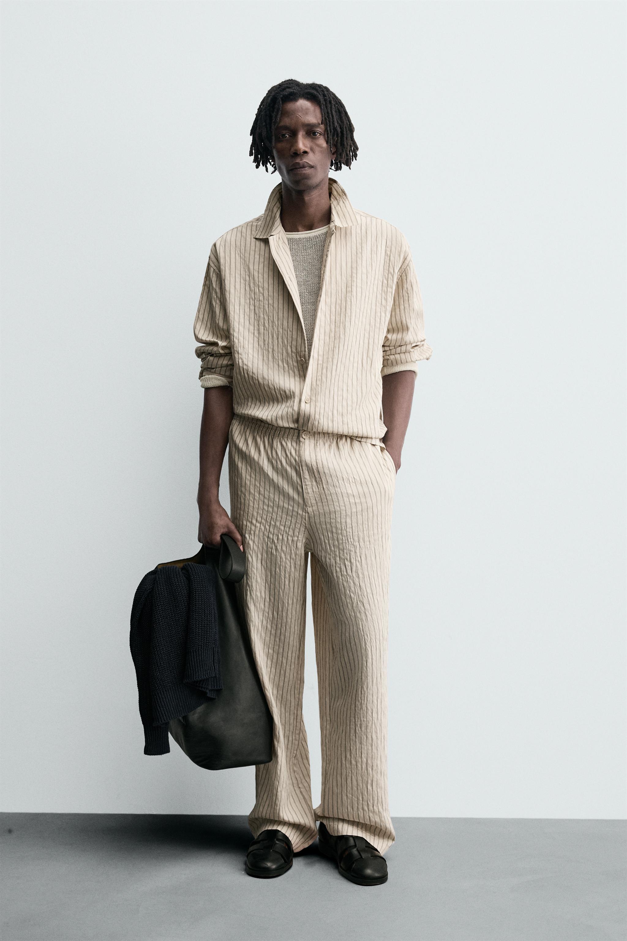 FLOWY WRINKLED EFFECT STRIPED SHIRT