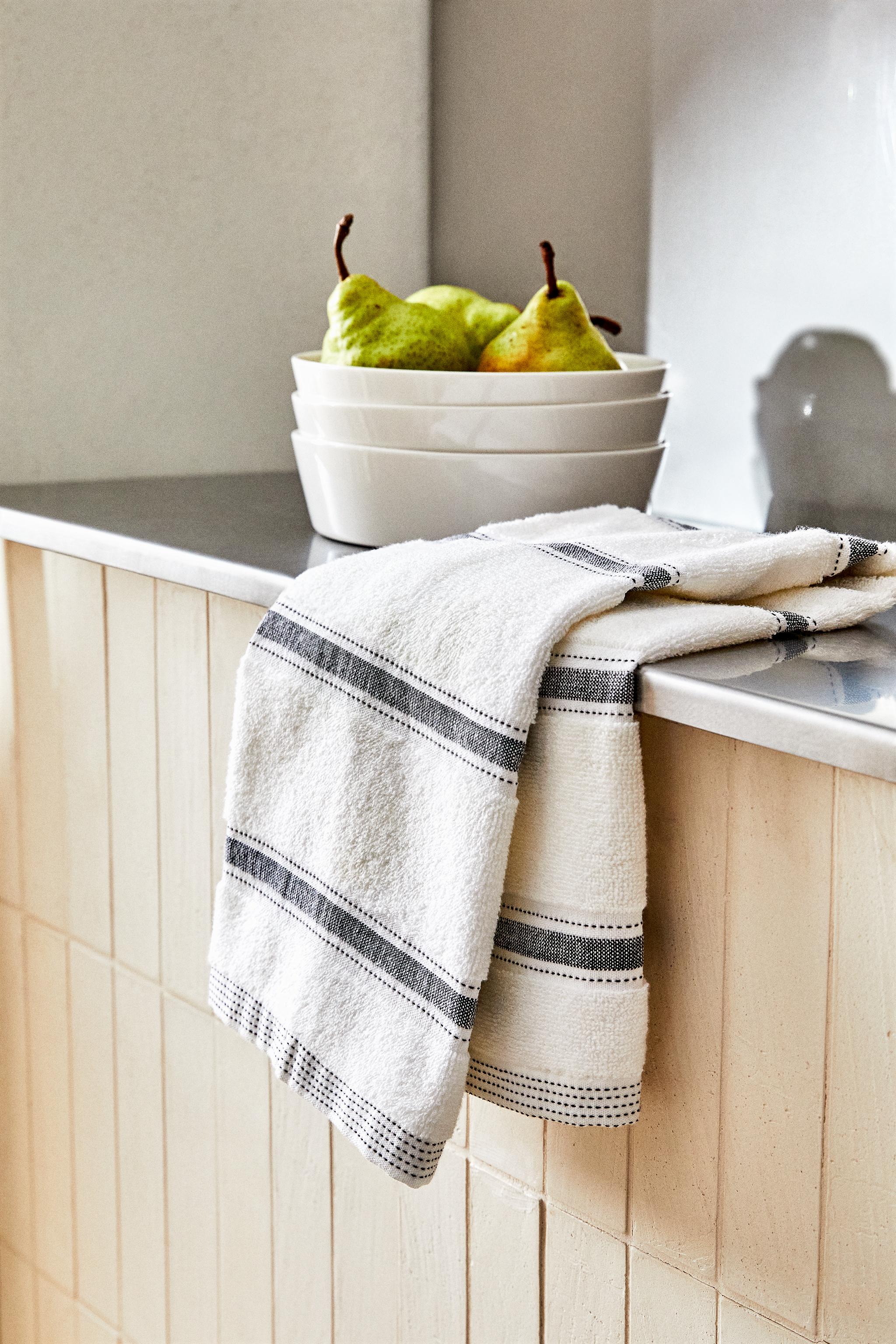 STRIPED COTTON TERRYCLOTH KITCHEN TOWEL
