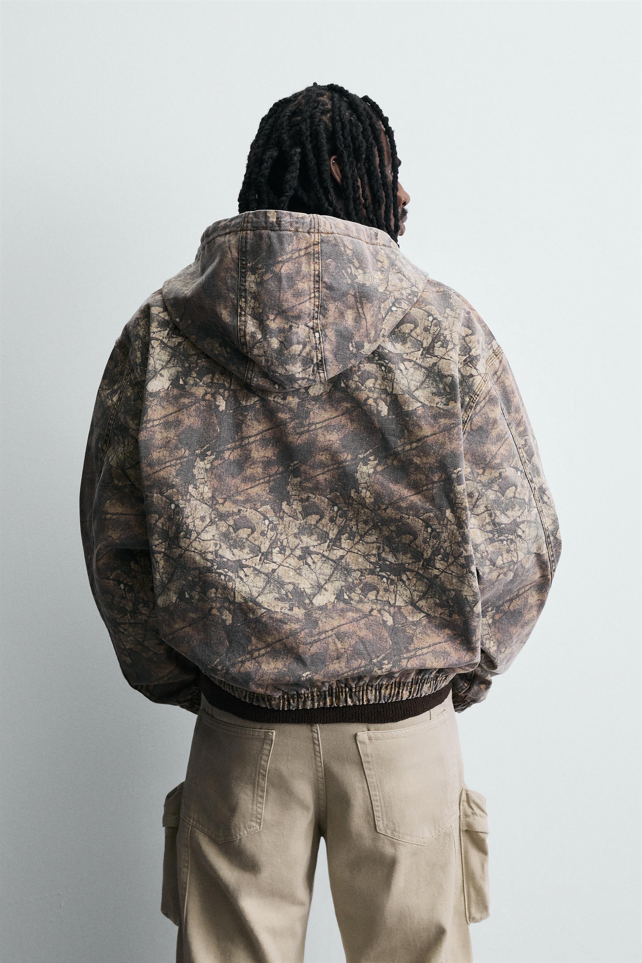 ABSTRACT PRINT HOODED JACKET