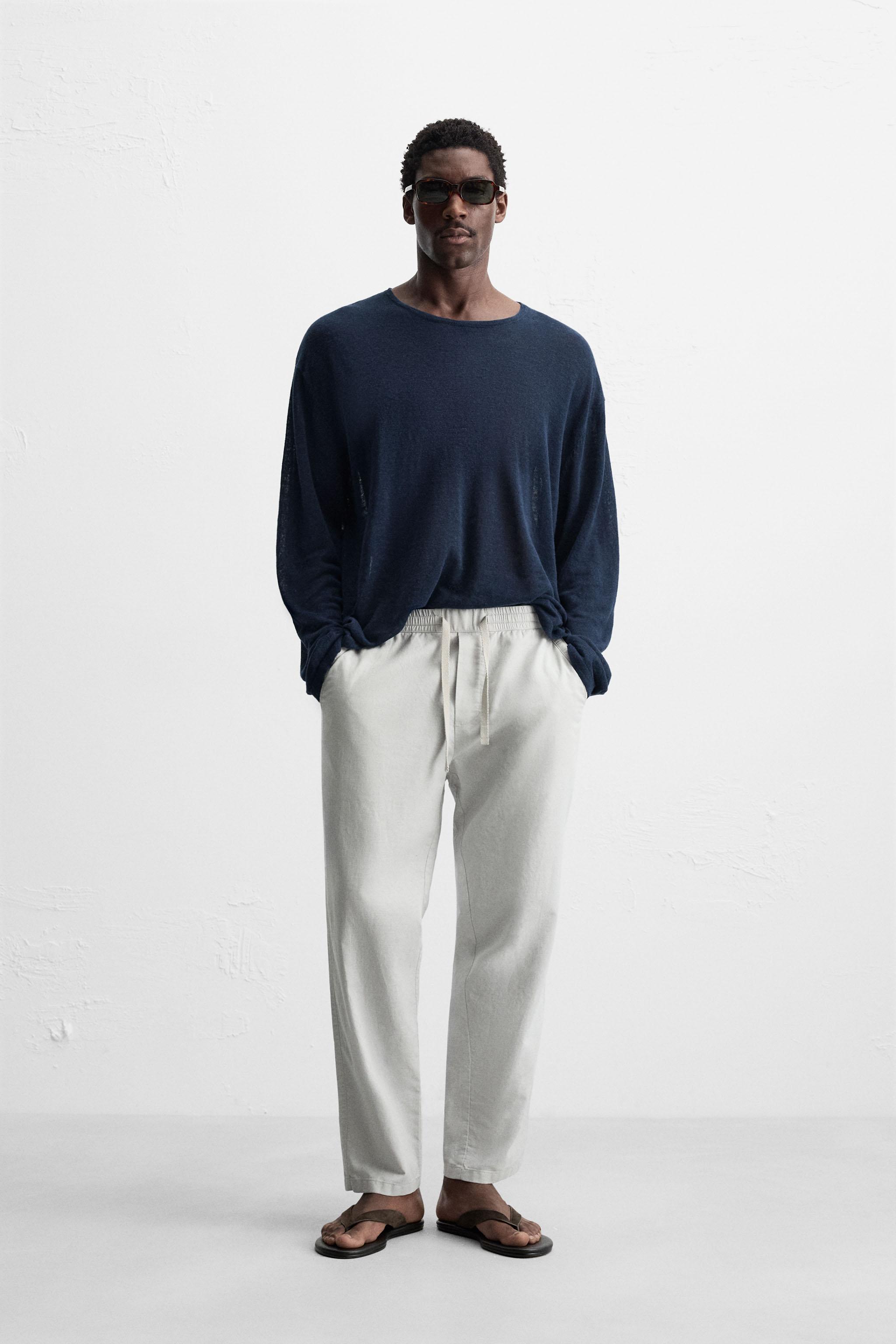 RELAXED FIT COTTON LINEN PANTS