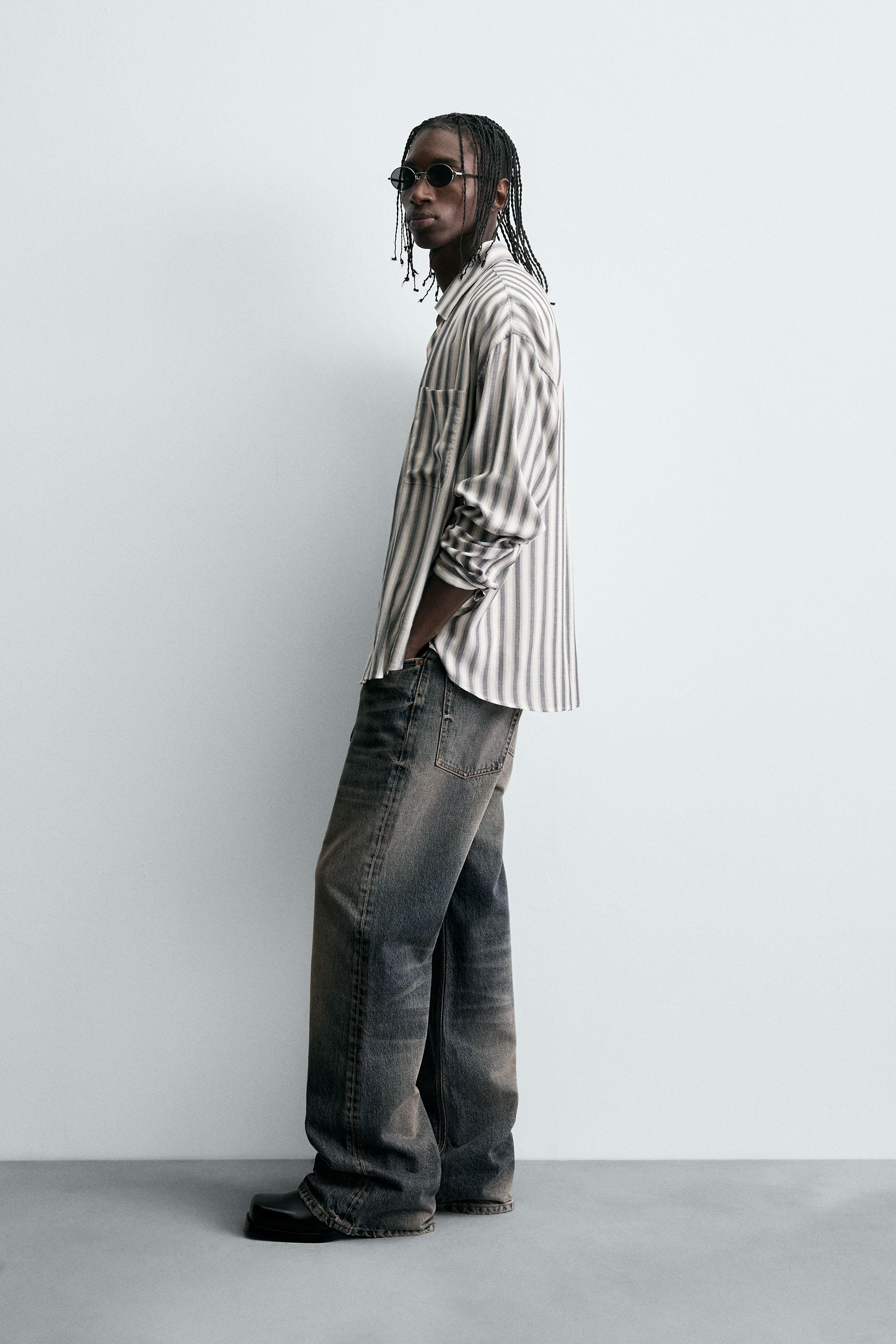 STRIPED COTTON-VISCOSE SHIRT