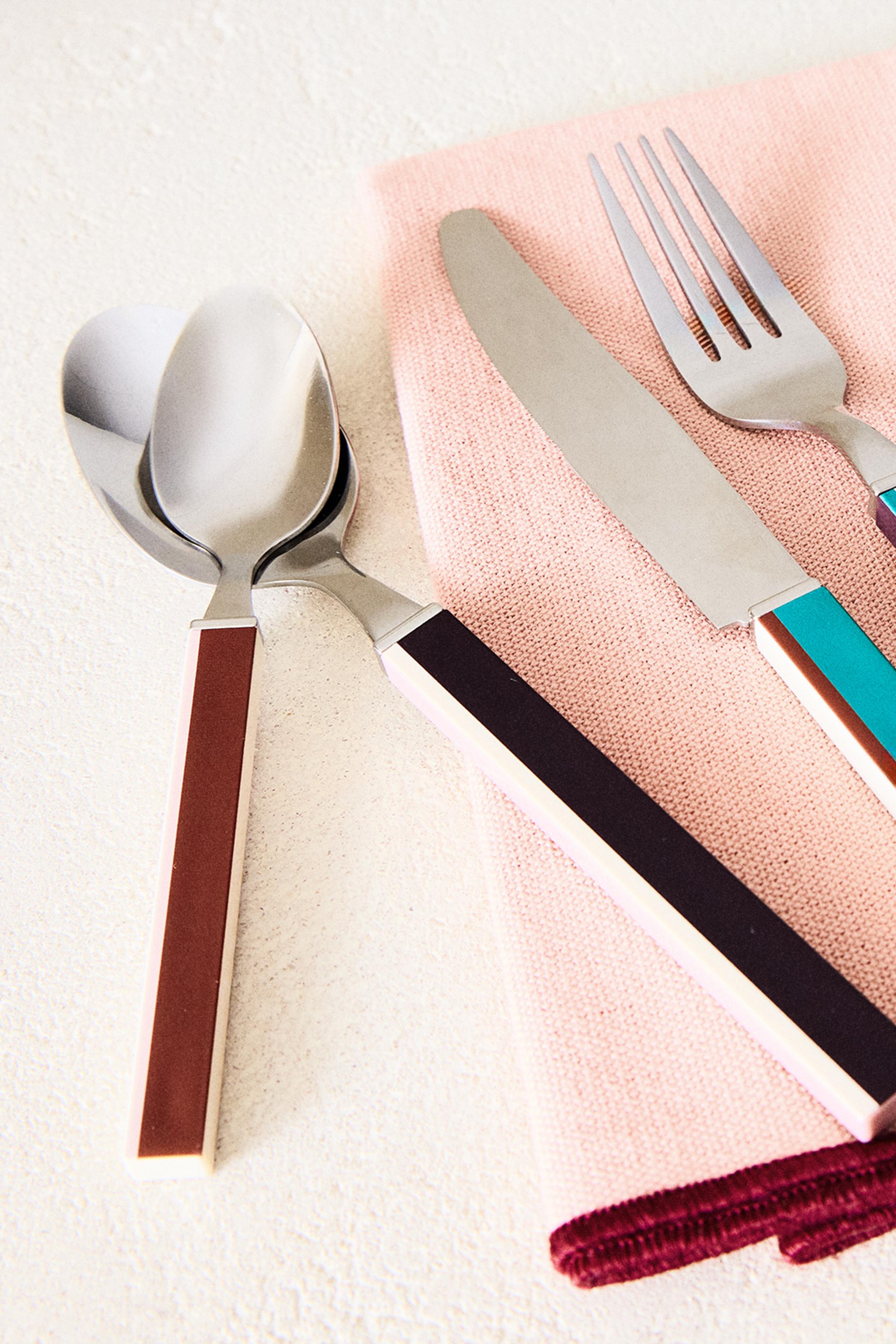 4-PIECE FLATWARE SET WITH STRIPED HANDLE X COLLAGERIE