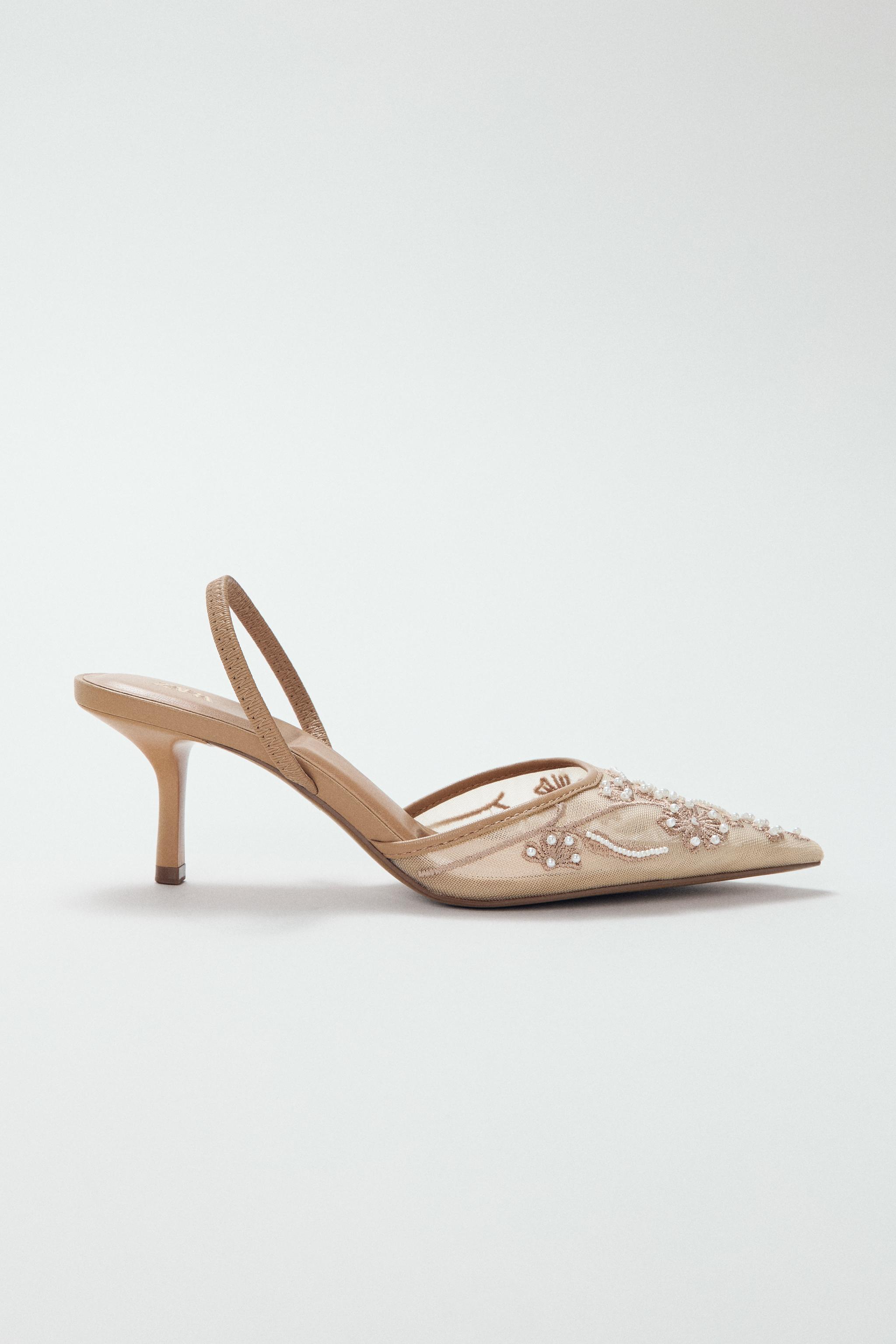 EMBROIDERED MESH SLINGBACK SHOES