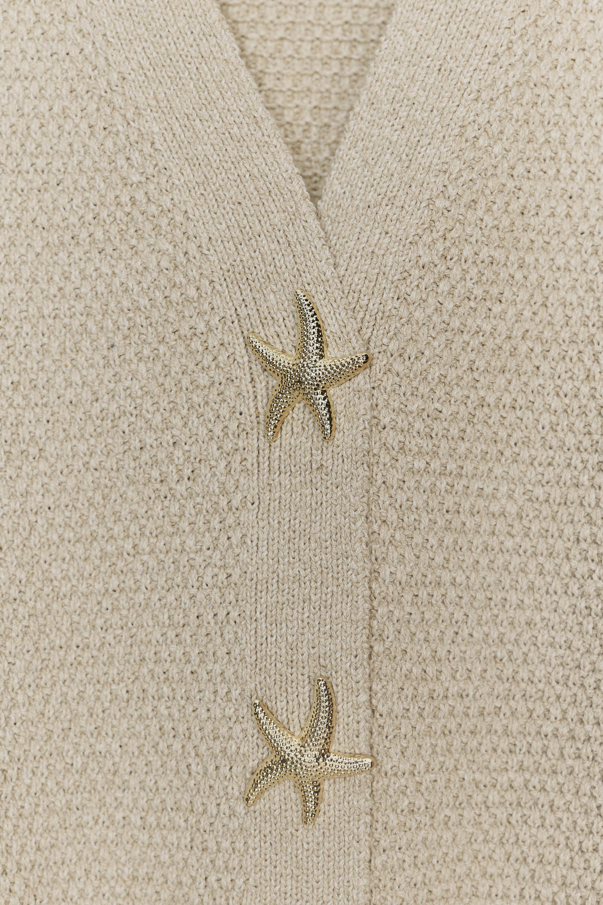 STAR BUTTON TEXTURED KNIT CARDIGAN