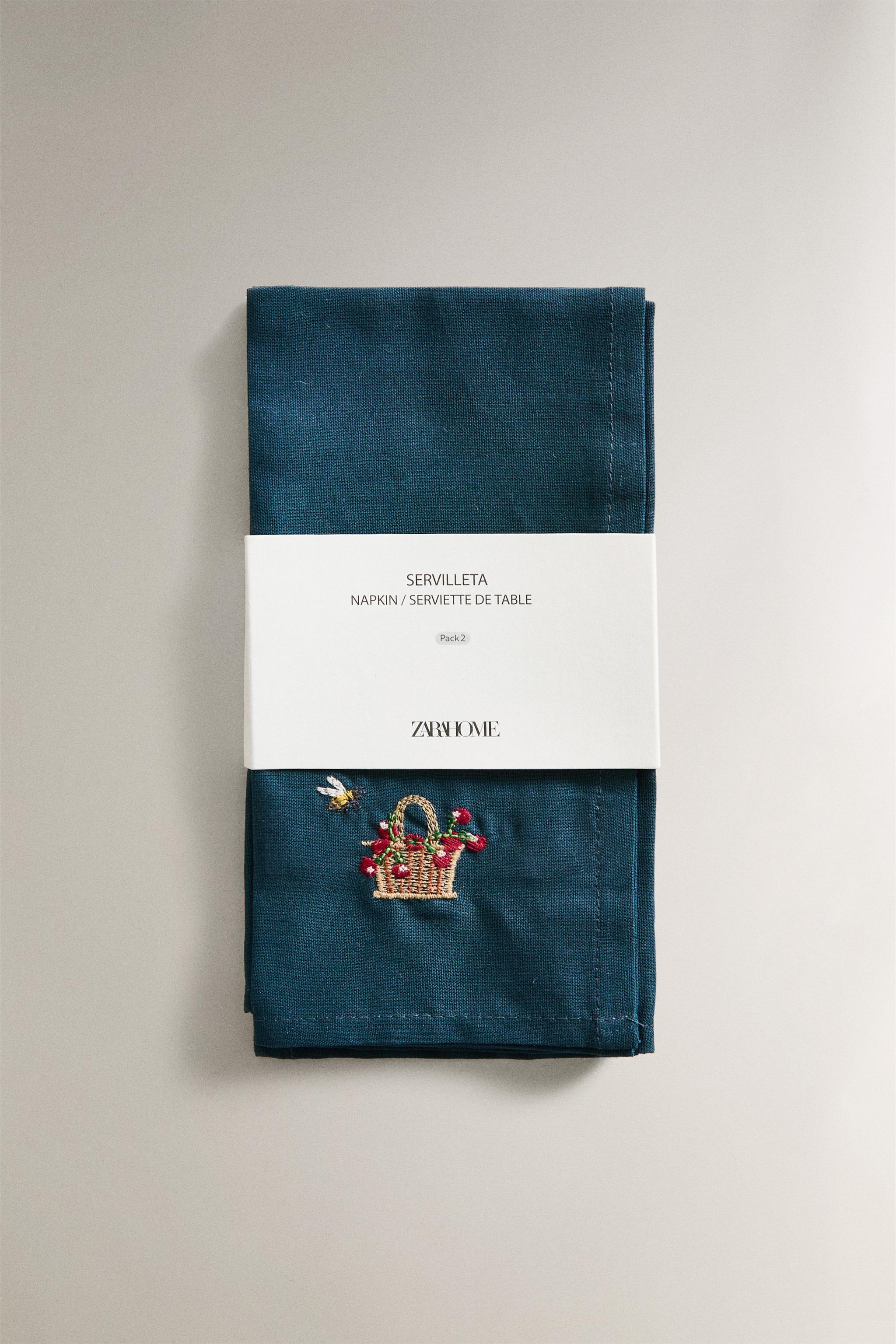 SET OF EMBROIDERED COTTON NAPKINS (SET OF 2)