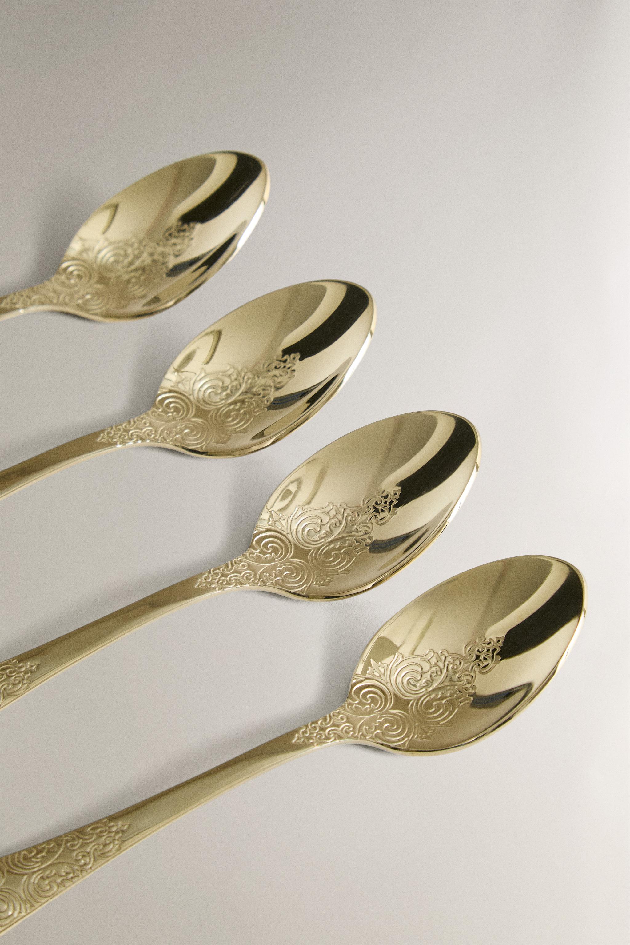 SET OF ENGRAVED DESSERT SPOONS (SET OF 4)