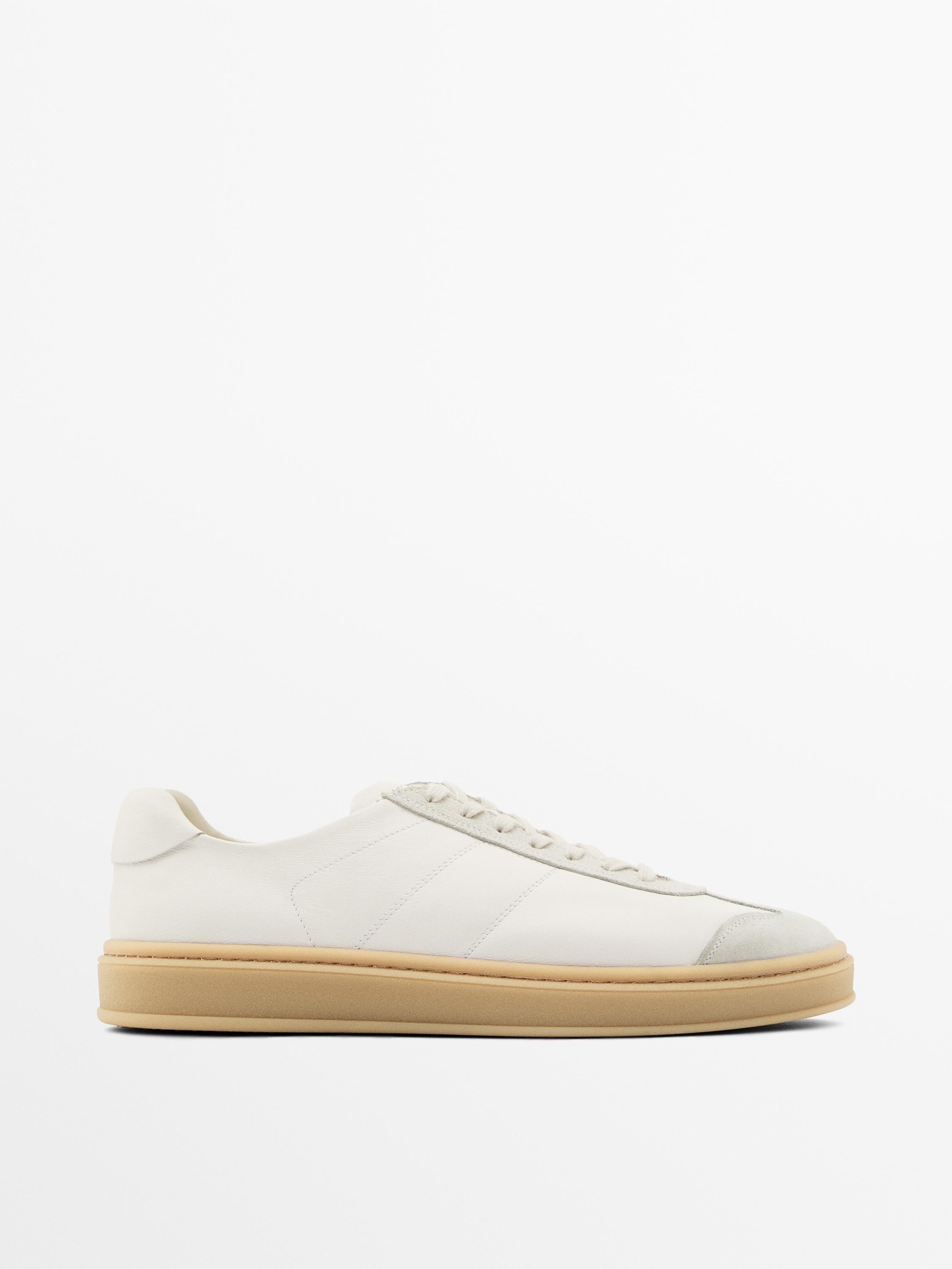 Contrast leather trainers