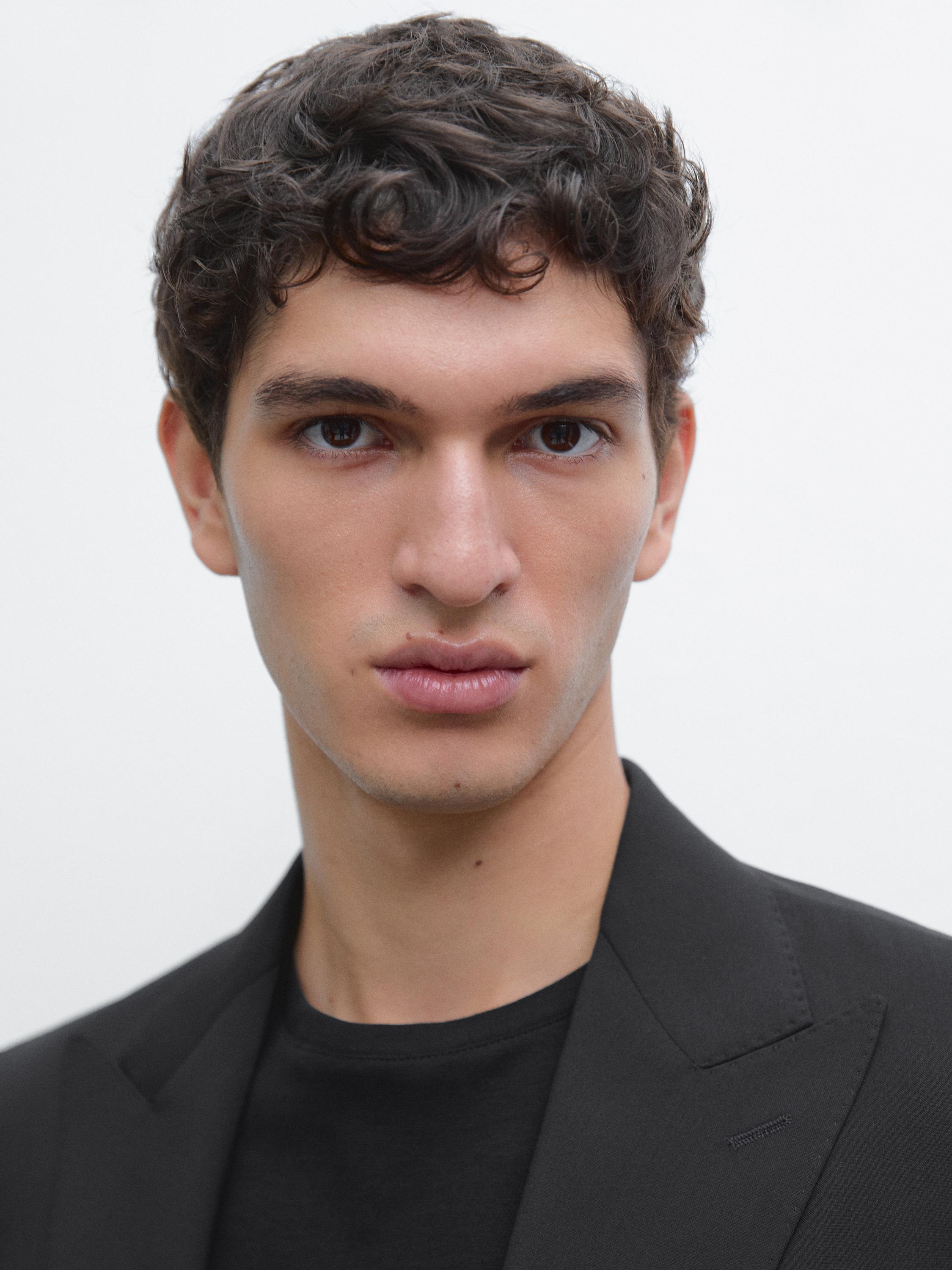 Plain 100% wool suit blazer