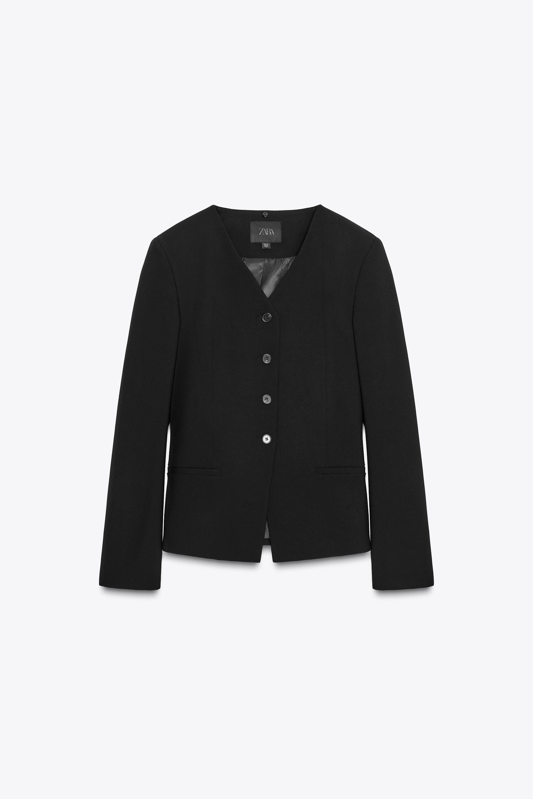 CONTRAST DETACHABLE COLLAR BLAZER