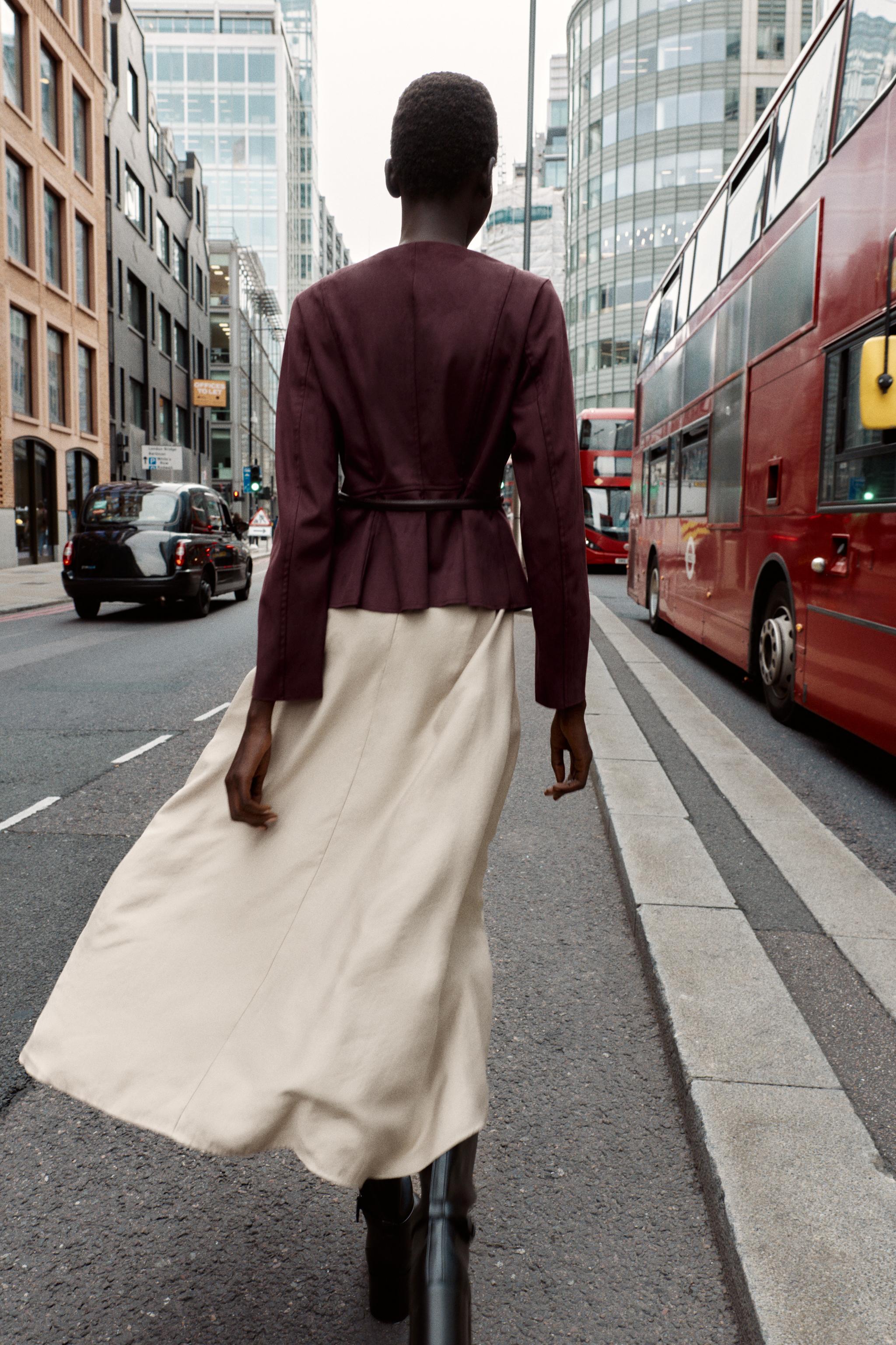 FAUX SUEDE BELTED PEPLUM JACKET