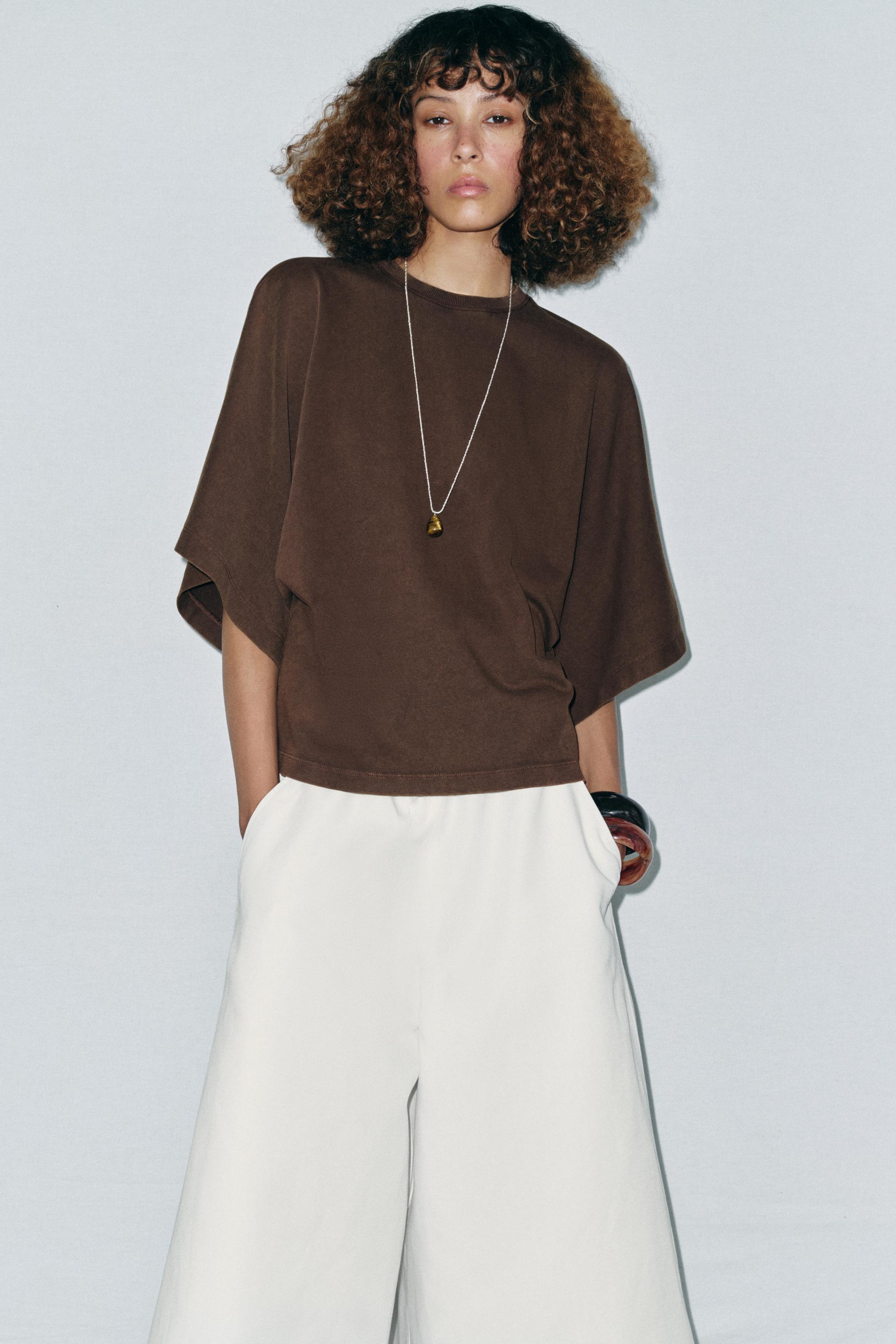 WASHED CAPE SLEEVE T-SHIRT