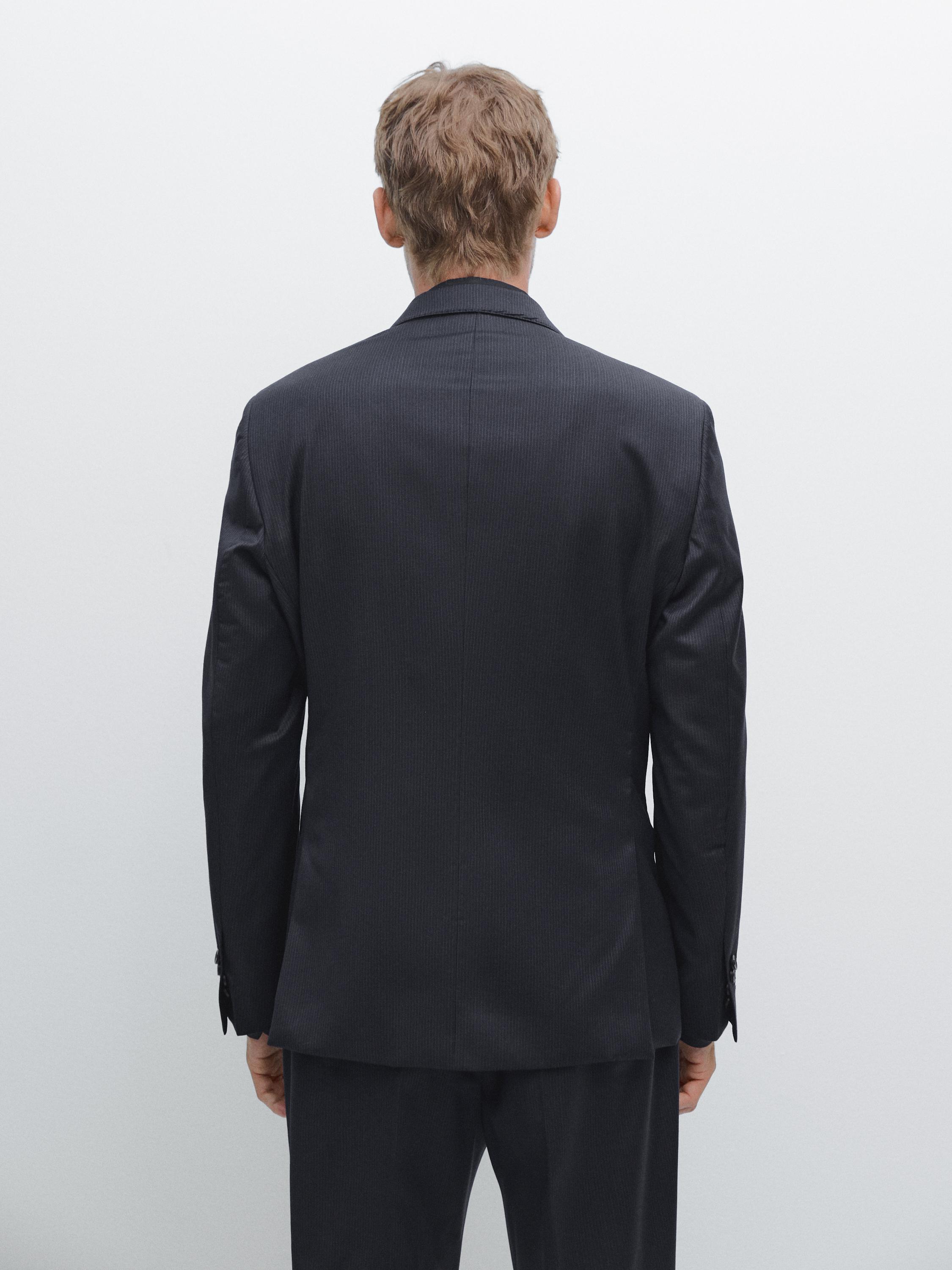 Pinstripe wool suit blazer