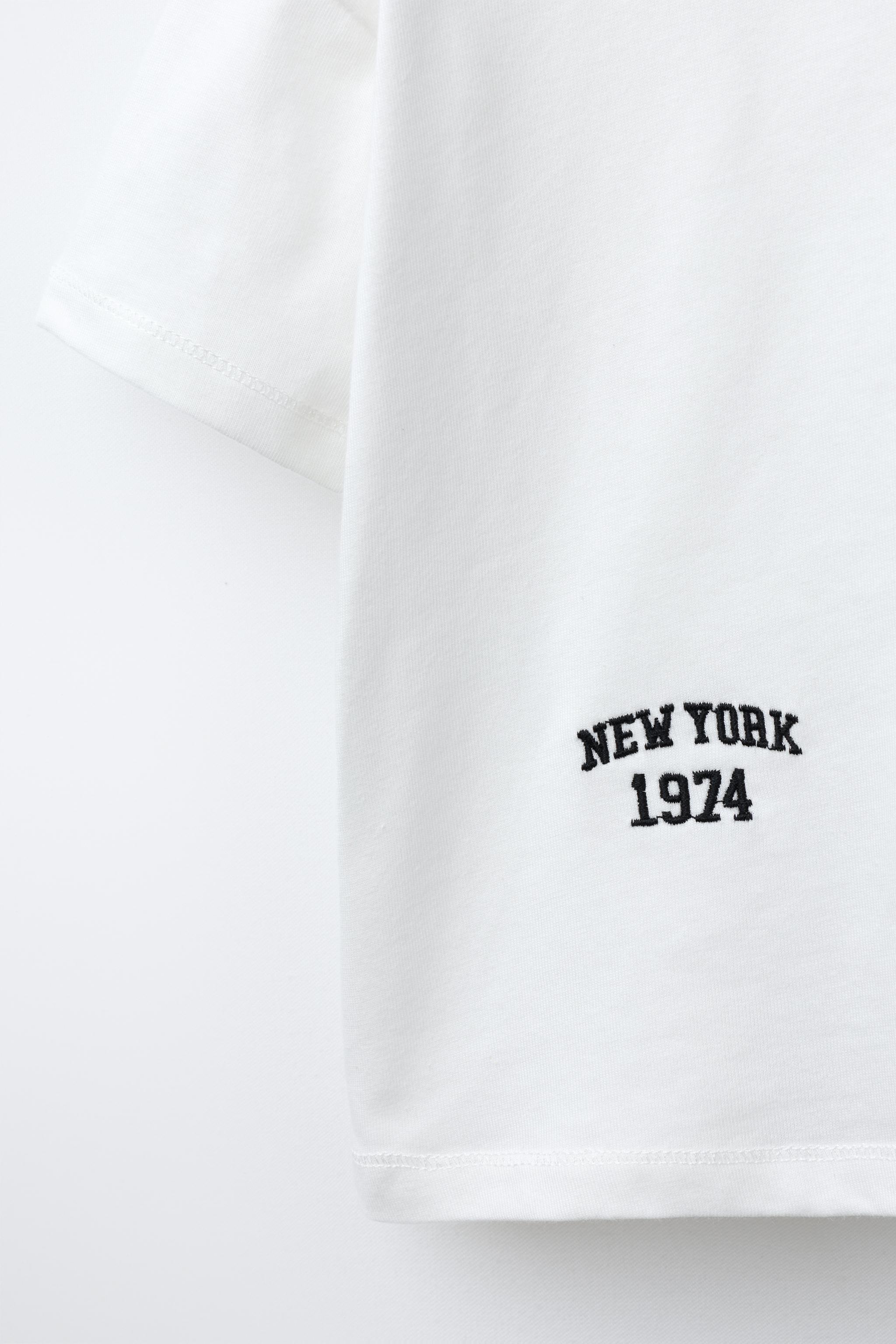 BEAR EMBROIDERED TEXT T-SHIRT