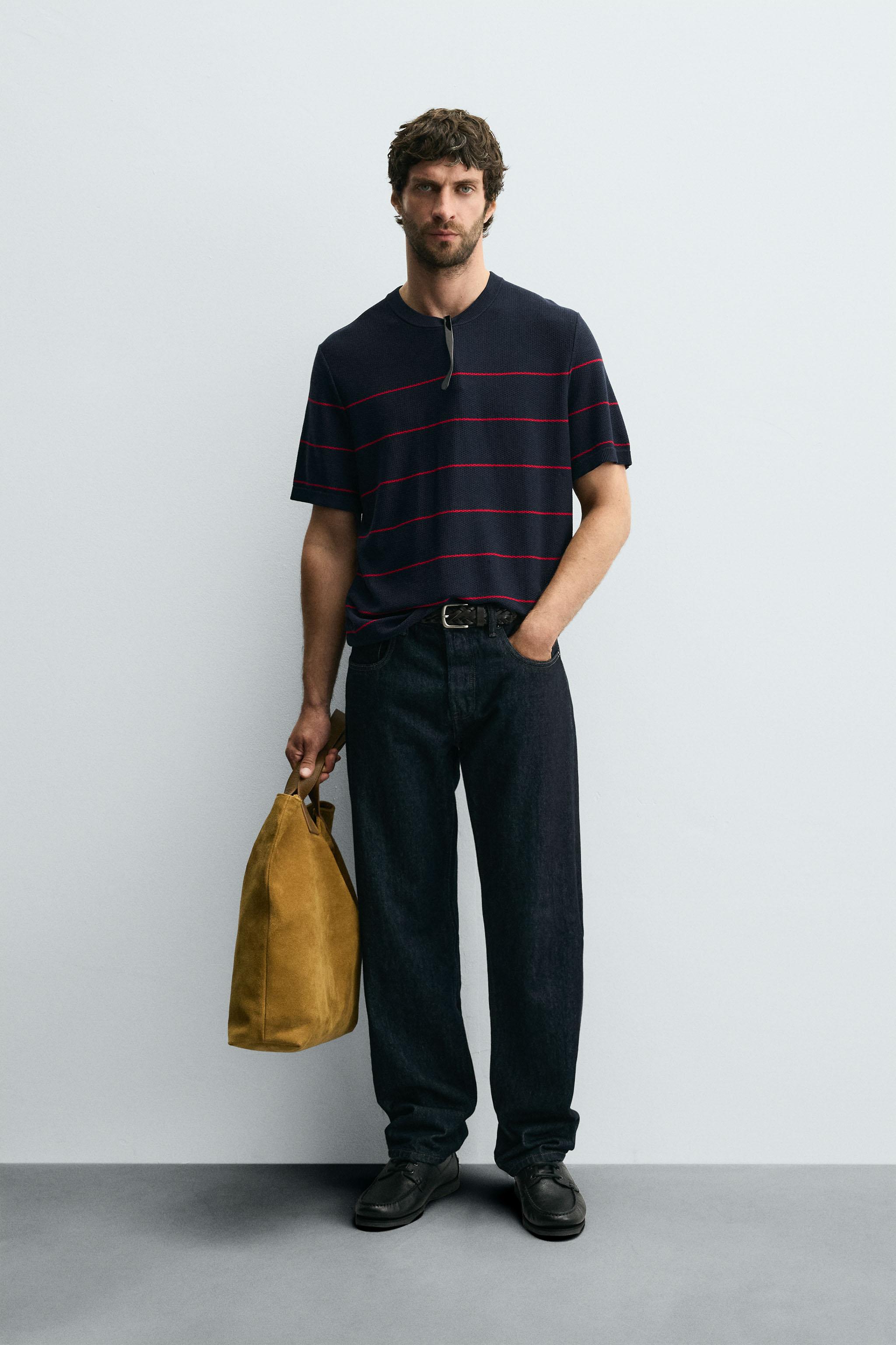 JACQUARD STRIPED KNIT T-SHIRT