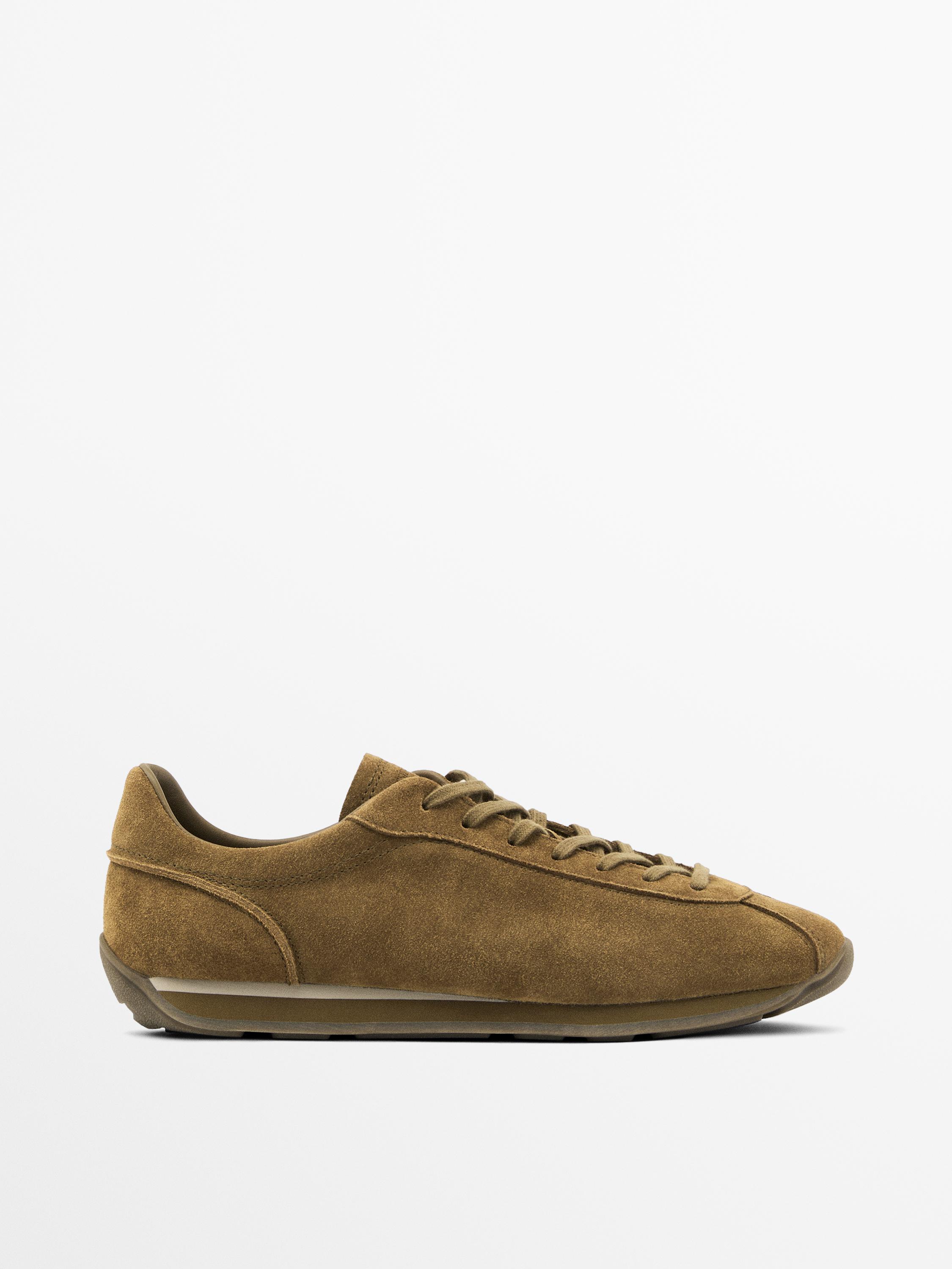Split suede trainers