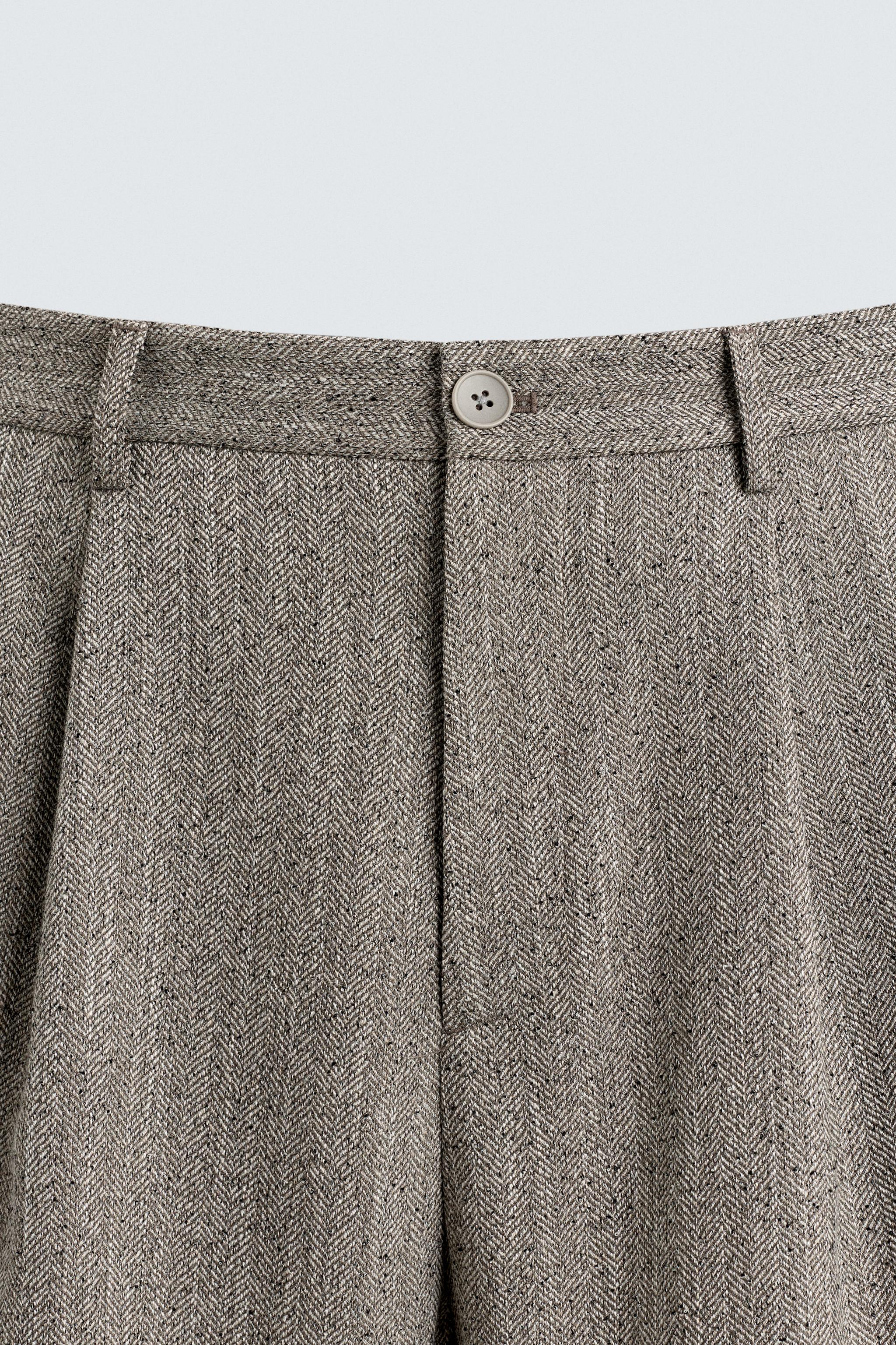 TEXTURED HERRINGBONE PANTS