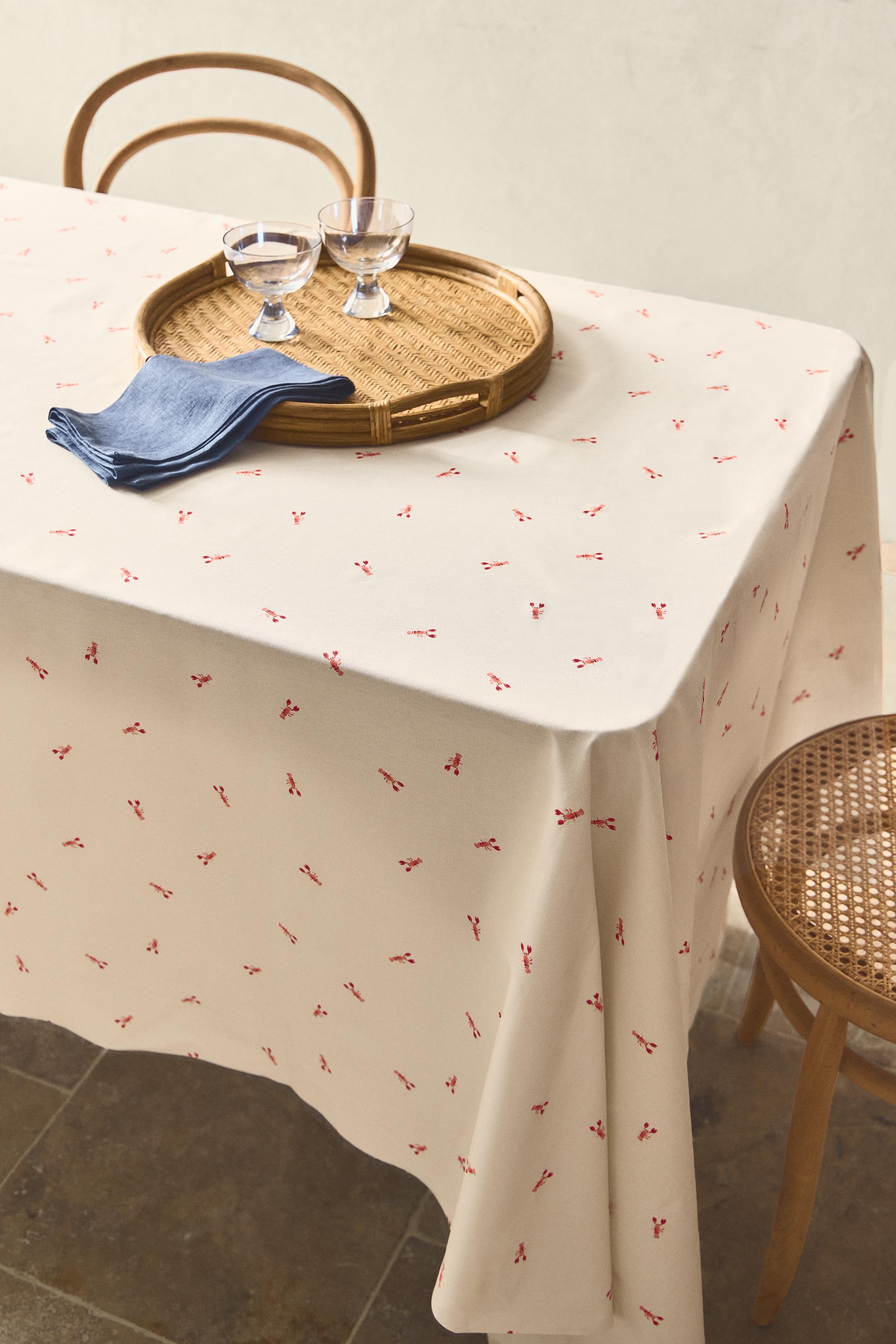 RESIN-COATED COTTON TABLECLOTH WITH LOBSTERS