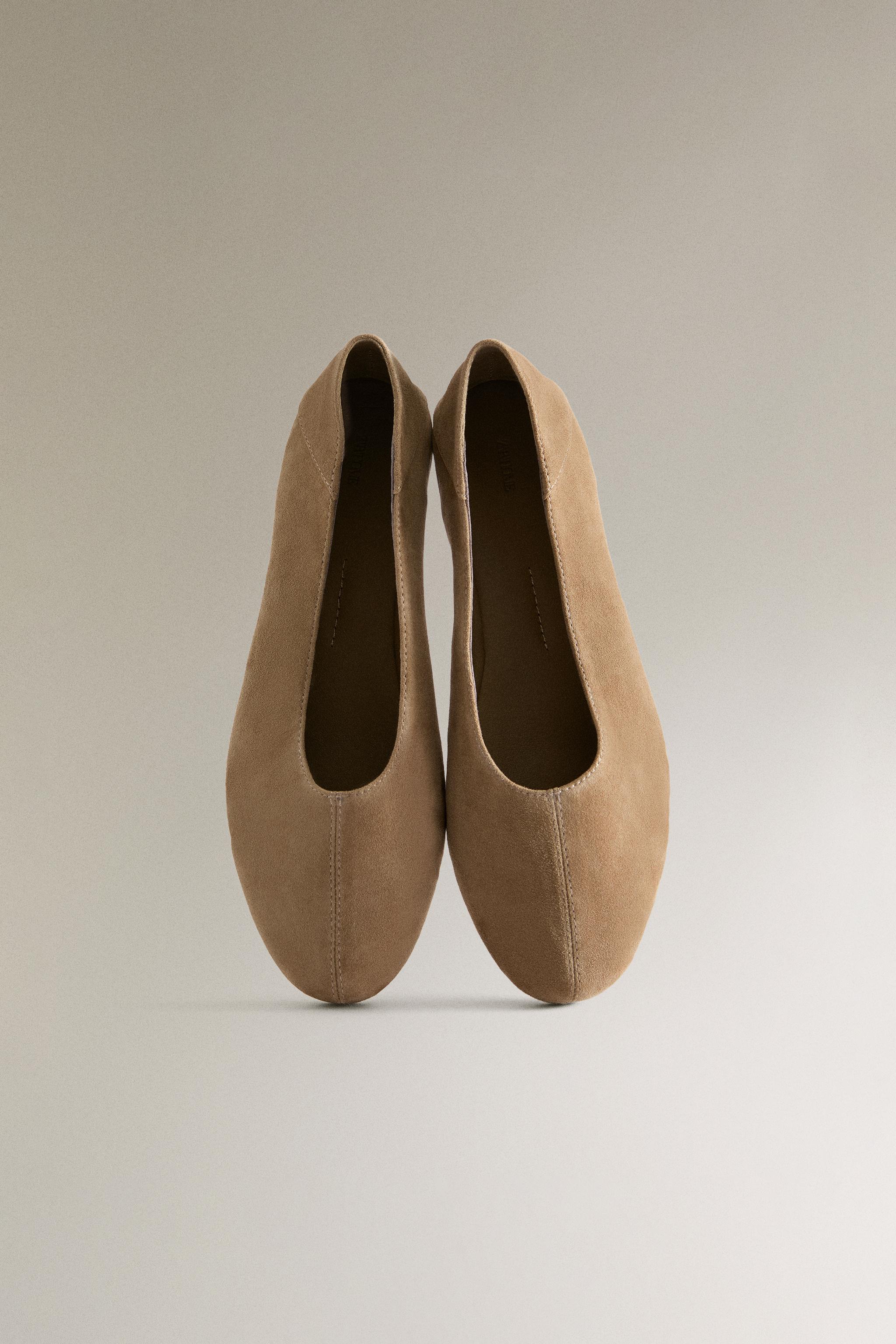 SPLIT LEATHER BALLET FLATS