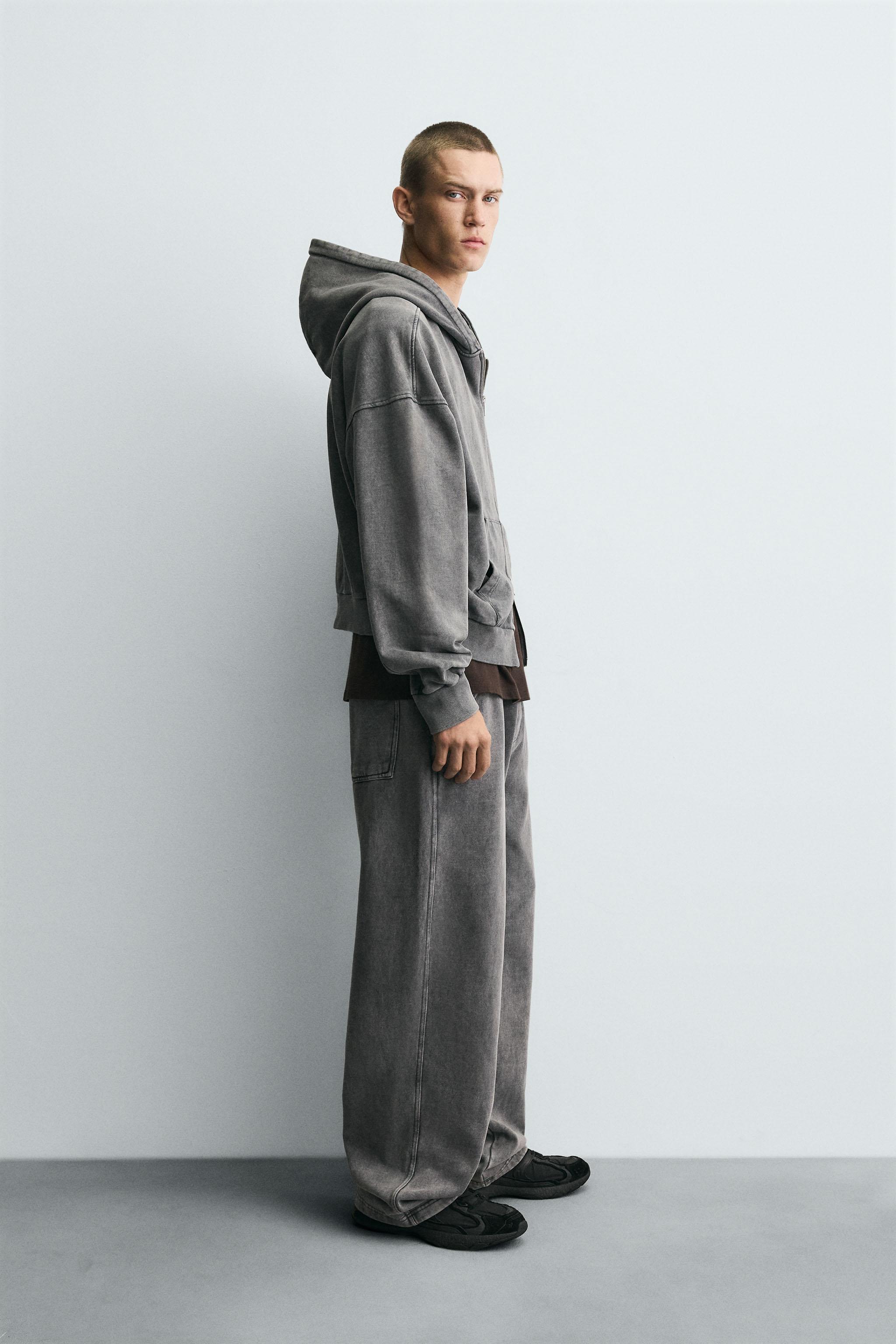 WASHED HOODED ZIP SWEATSHIRT