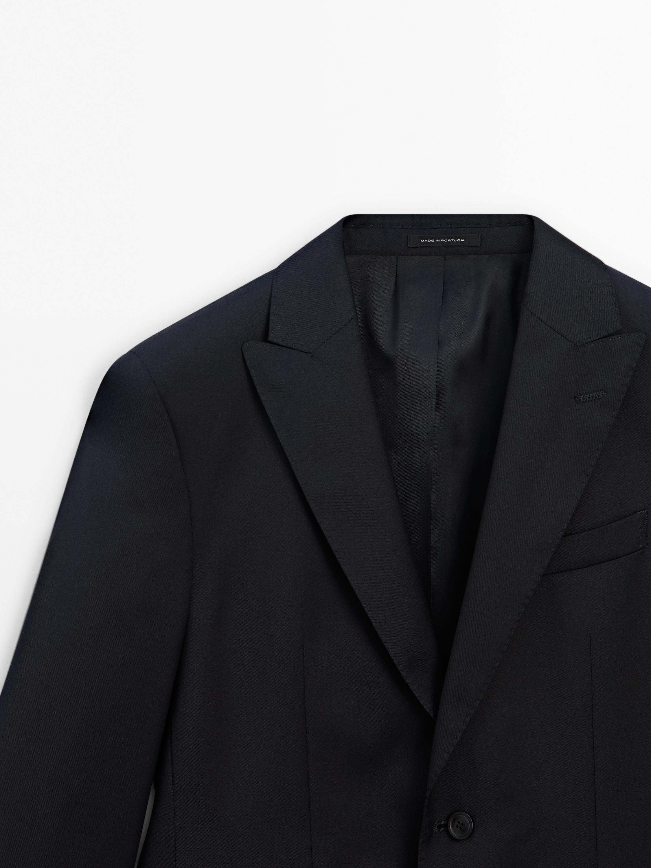Plain 100% wool suit blazer