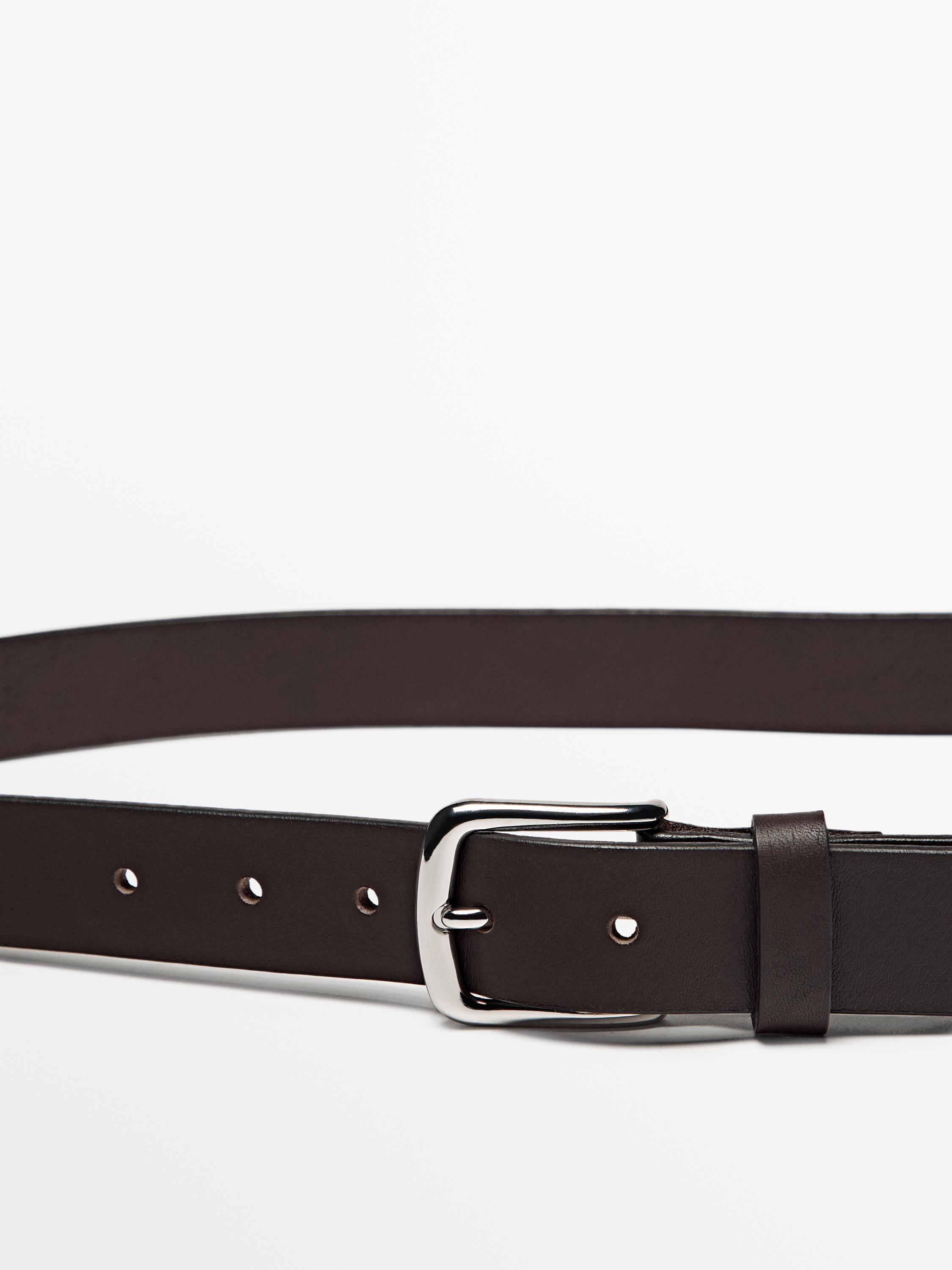 Nappa leather belt with nickel buckle