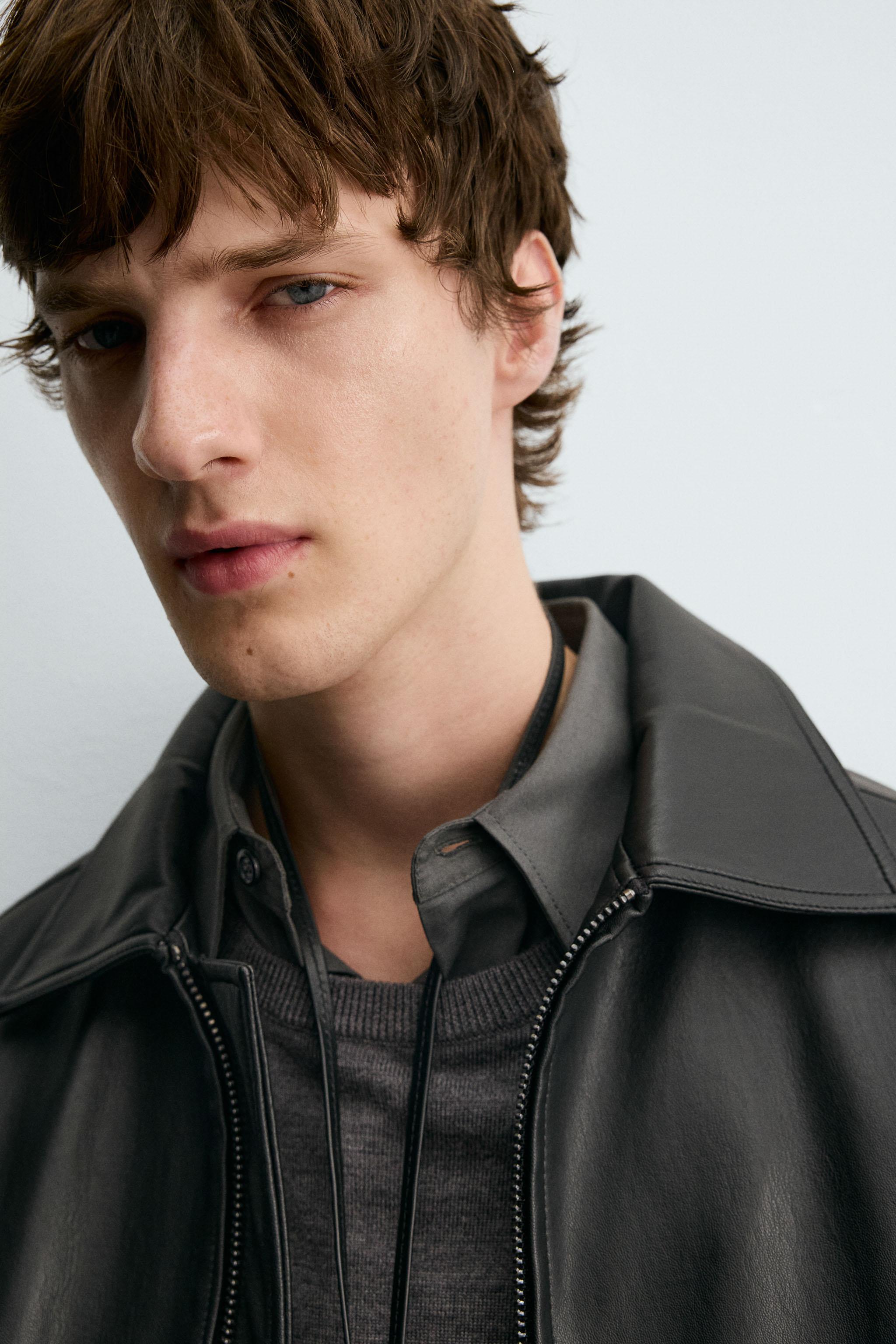 FAUX LEATHER BOMBER JACKET