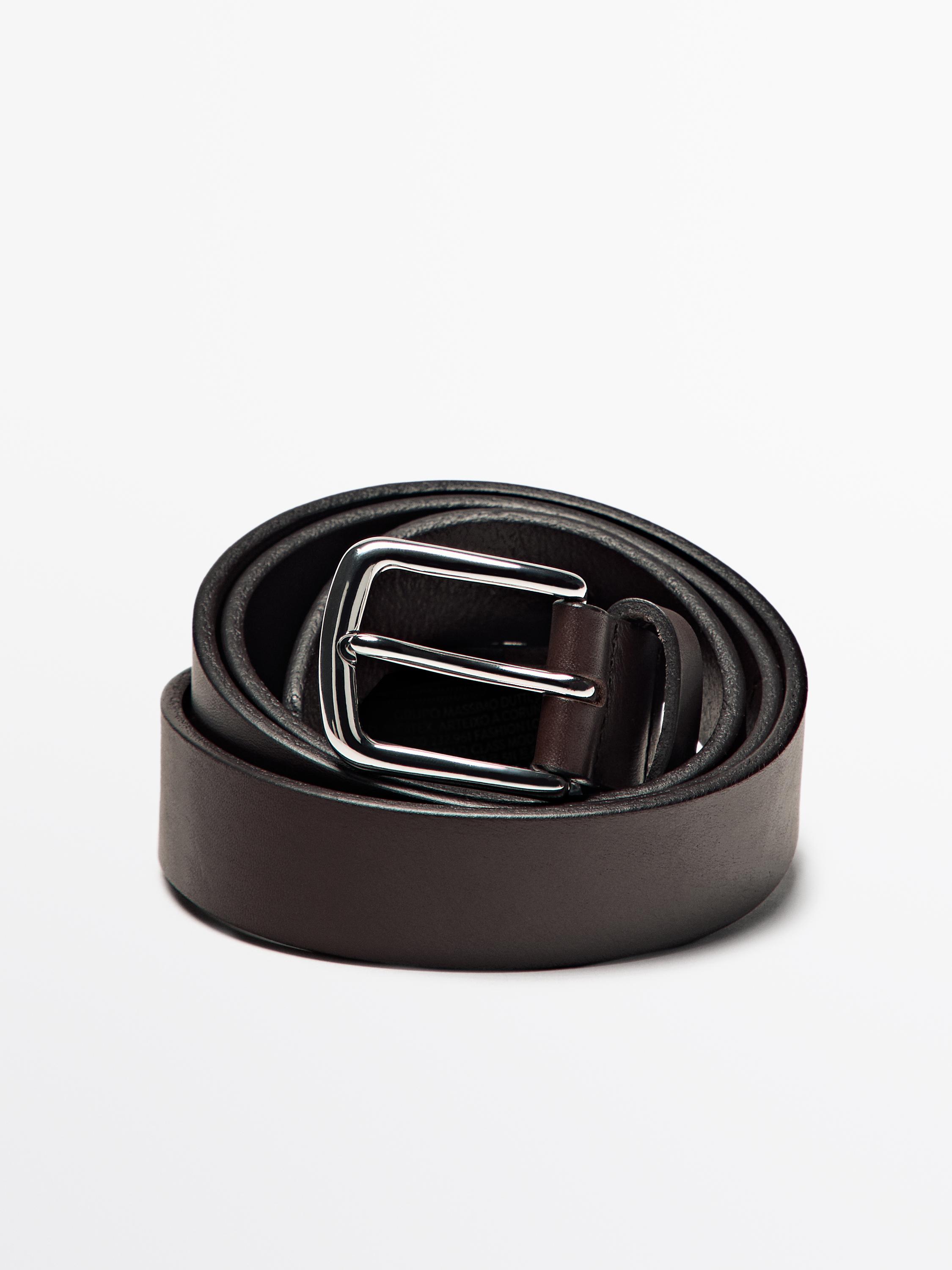Nappa leather belt with nickel buckle