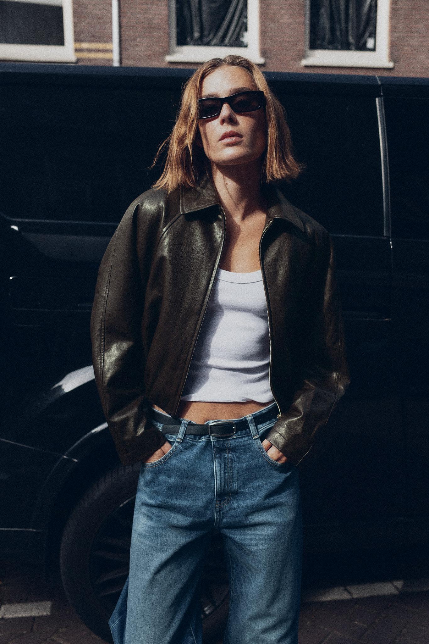 FAUX LEATHER BOMBER JACKET