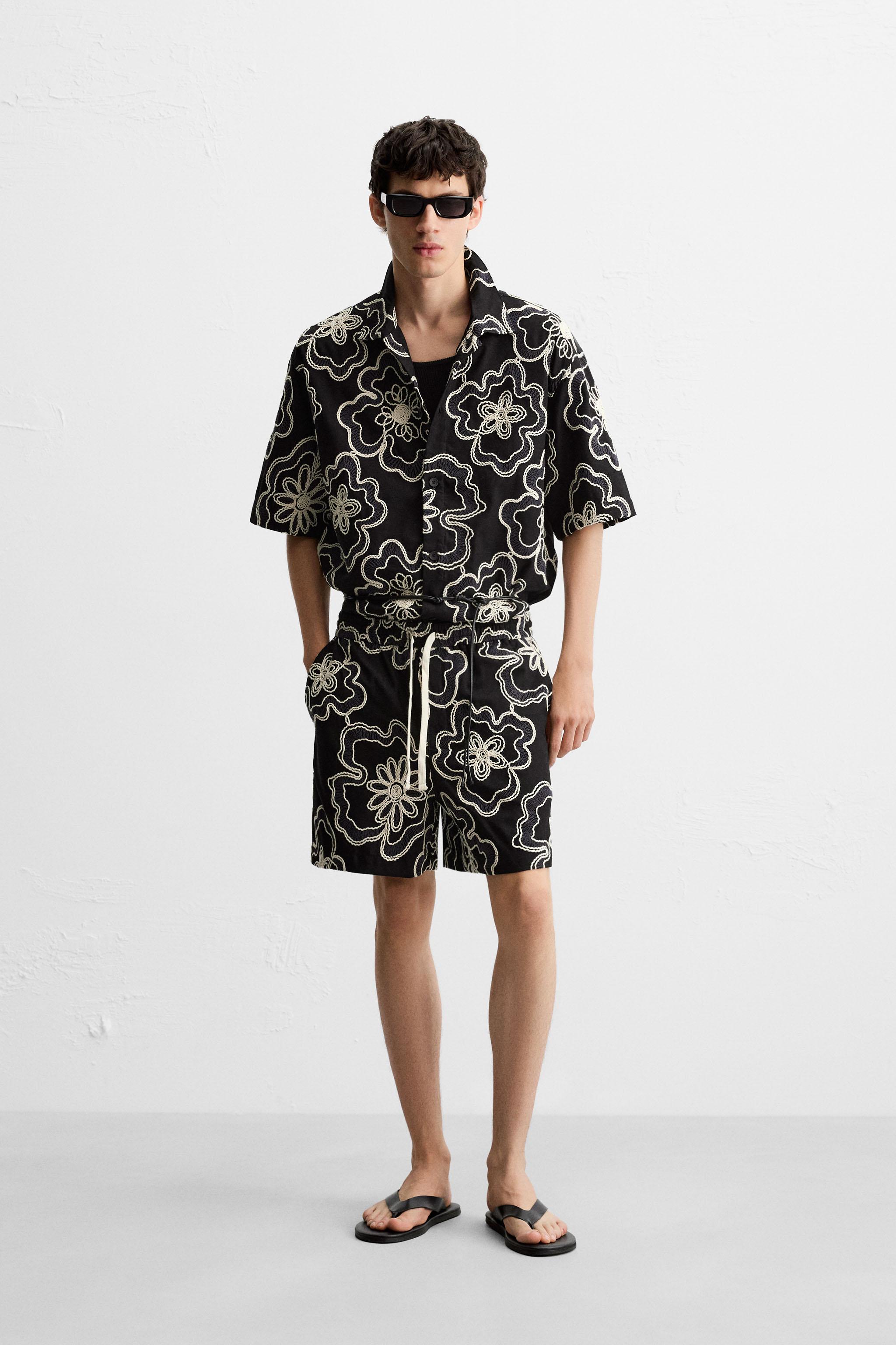 EMBOSSED EMBROIDERY SHORTS