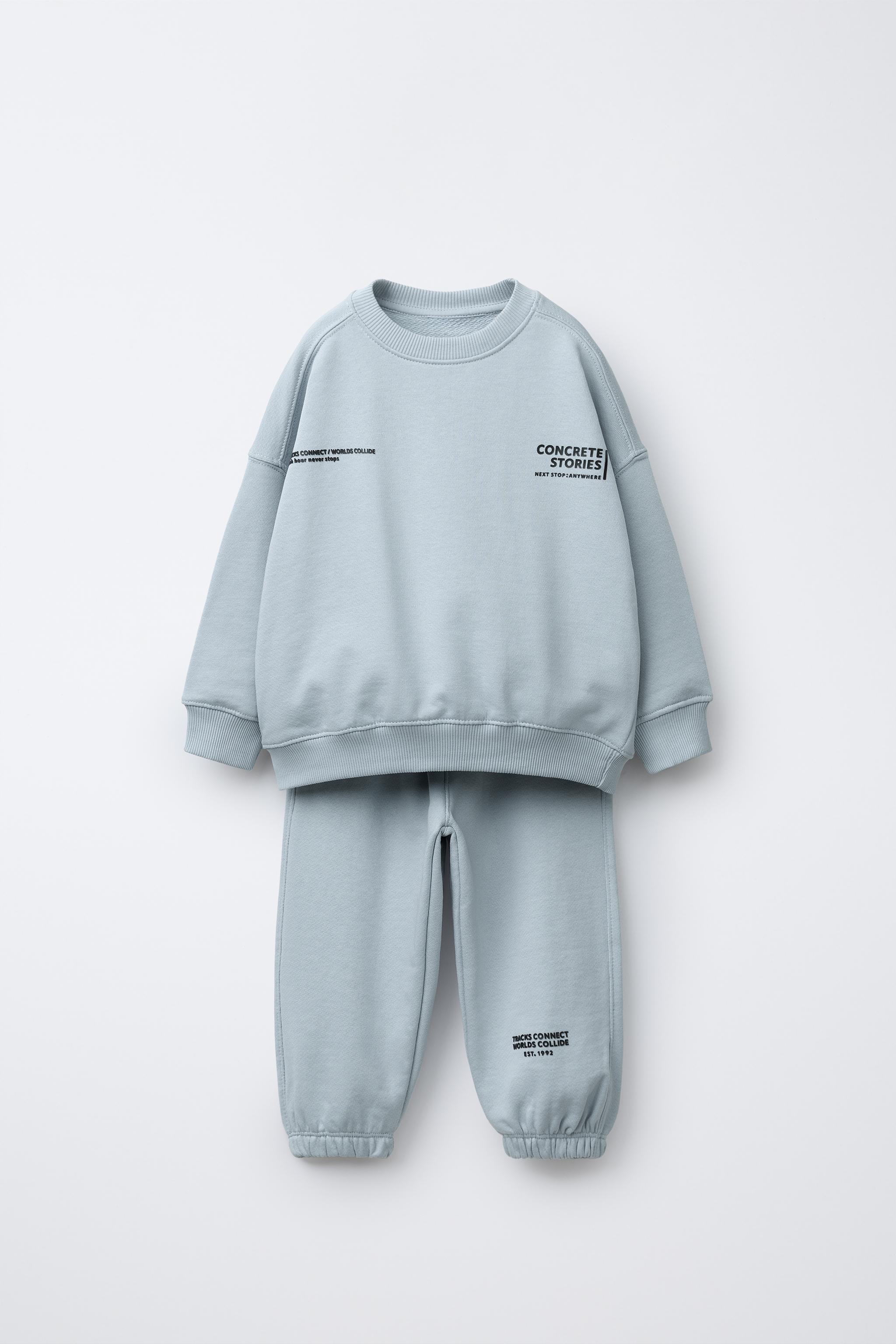 TEXT SWEATSHIRT AND JOGGER PANTS JOGGING SET